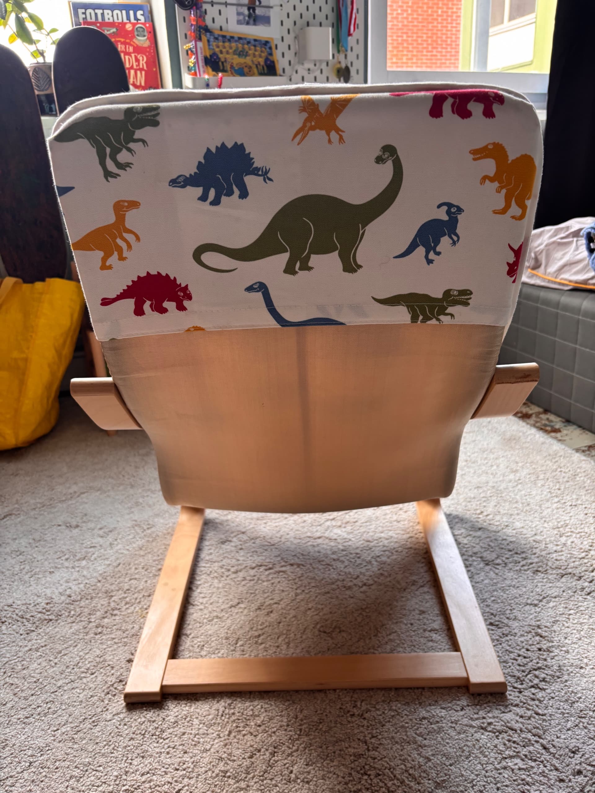 POÄNG children's armchair, birch veneer/Knisa light beige