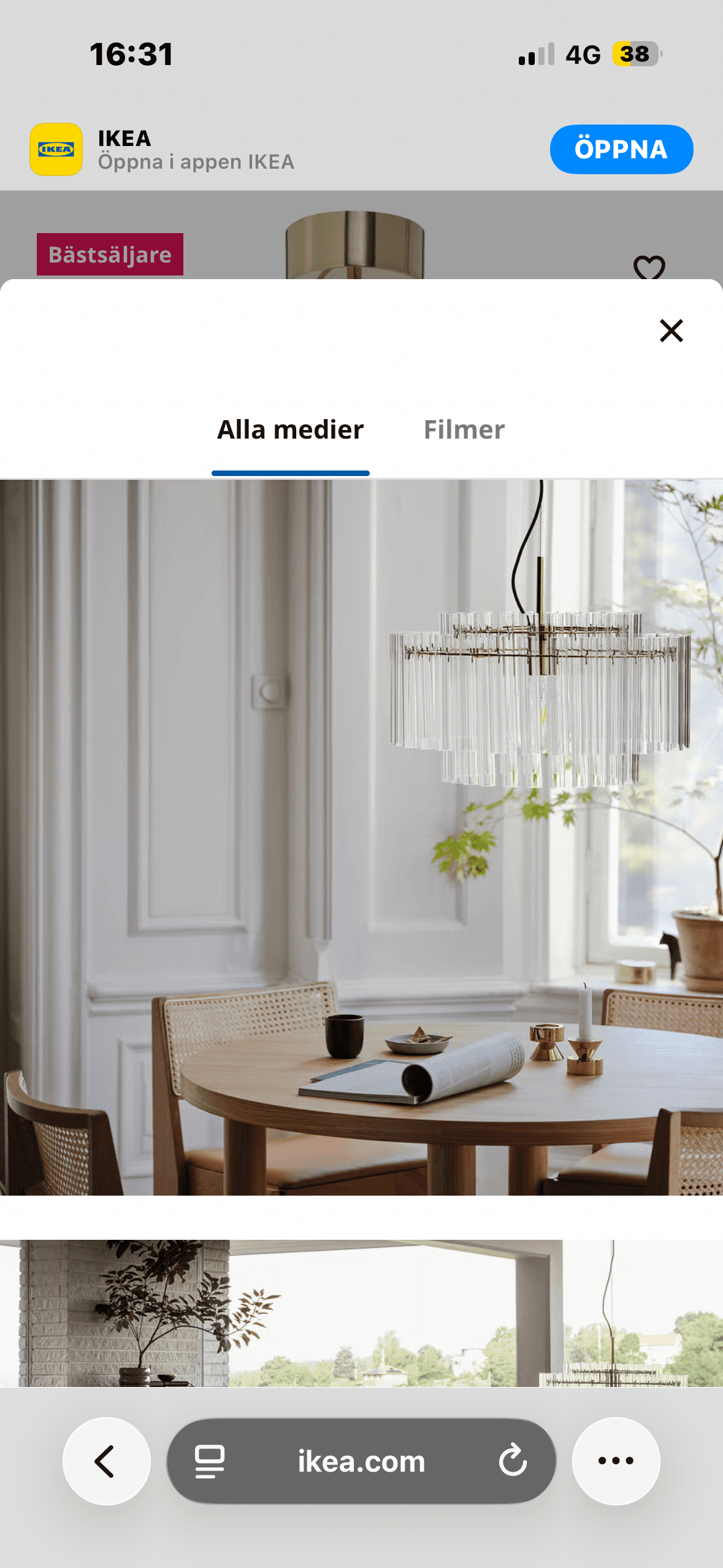 STOCKHOLM 2025 taklampa, glas/förmässingad, 54 cm