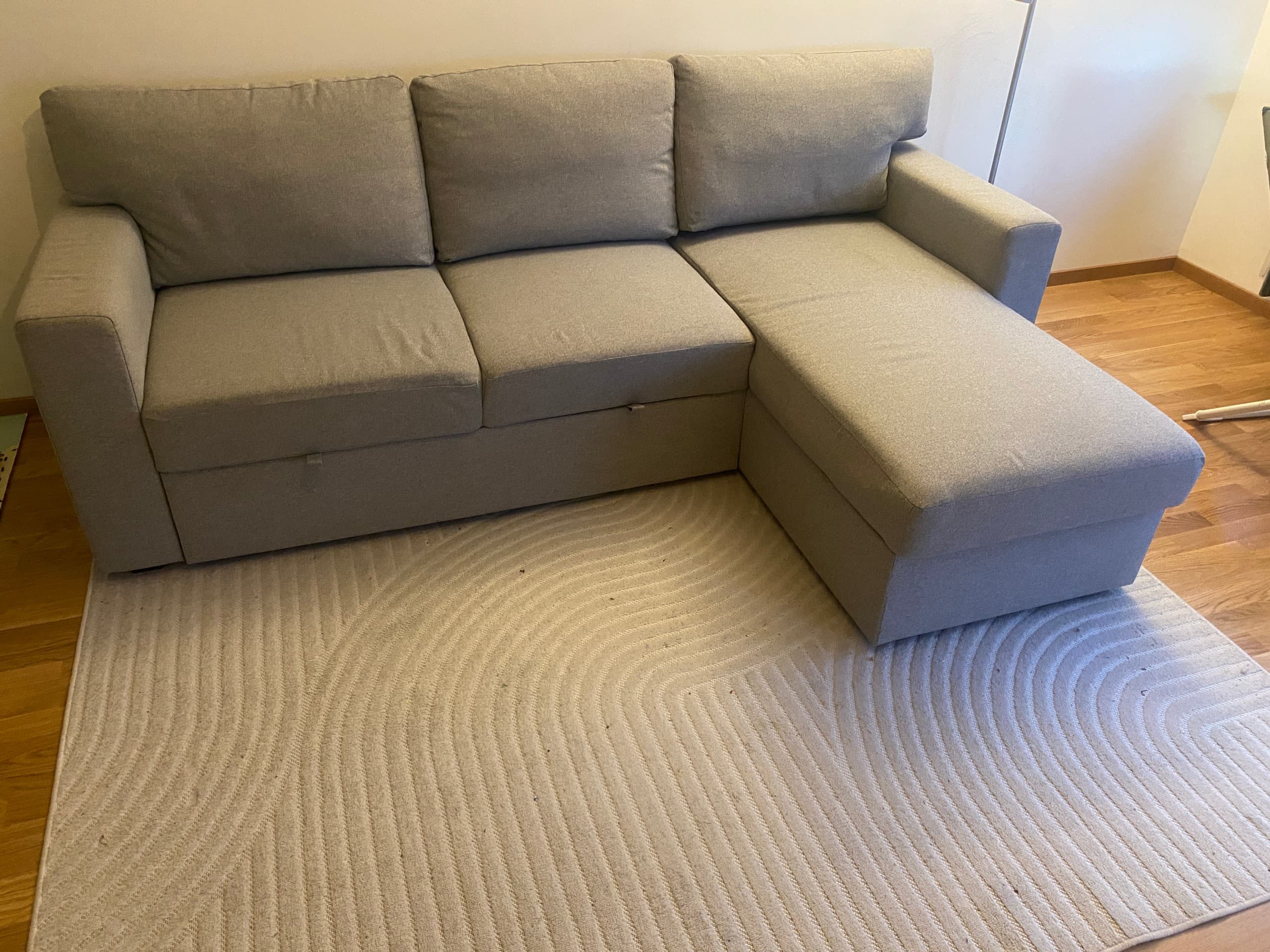 BÅRSLÖV 3-sits bäddsoffa med schäslong, Tibbleby beige/grå
