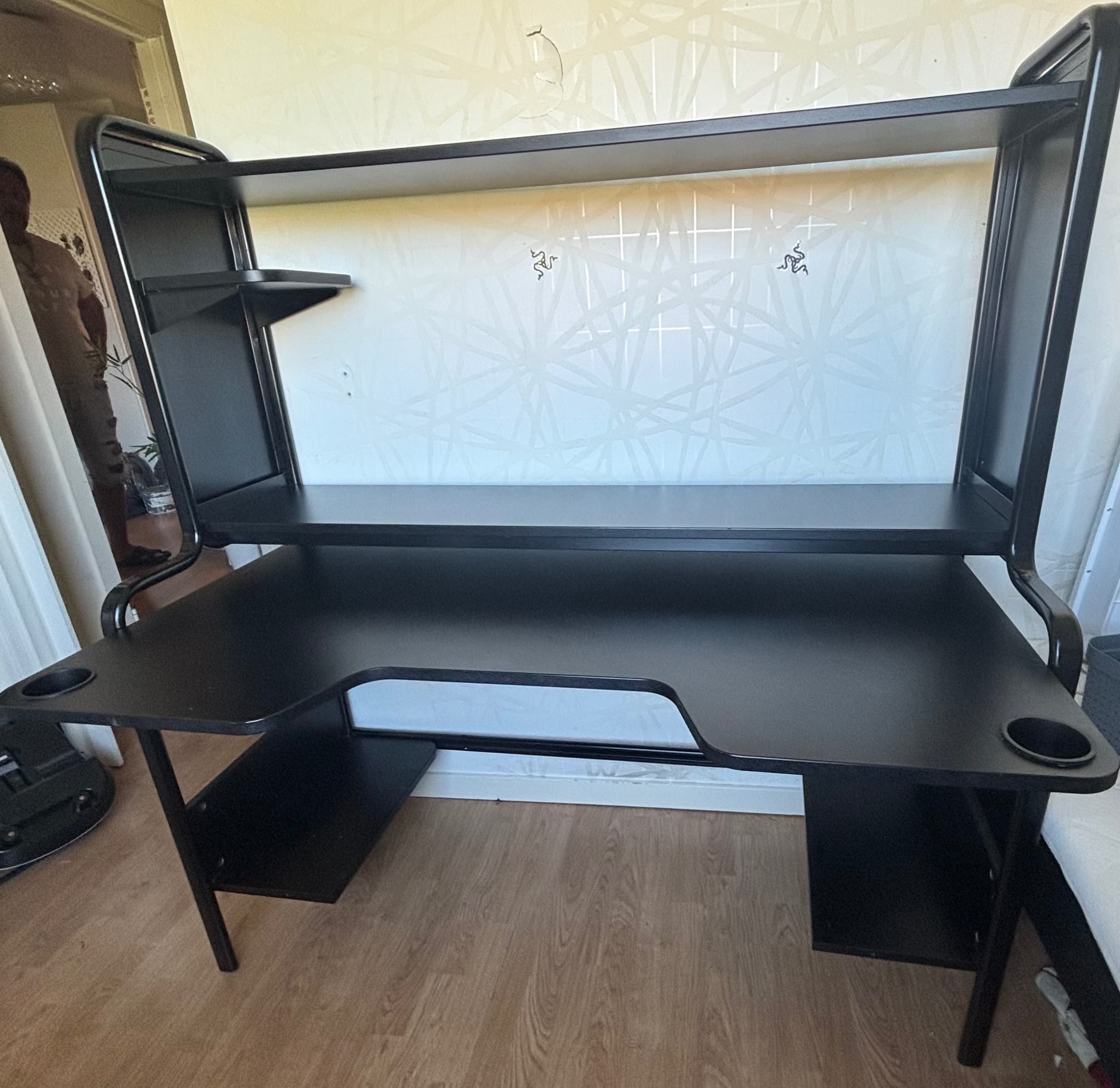 FREDDE gaming desk, black, 140/185x74x146 cm