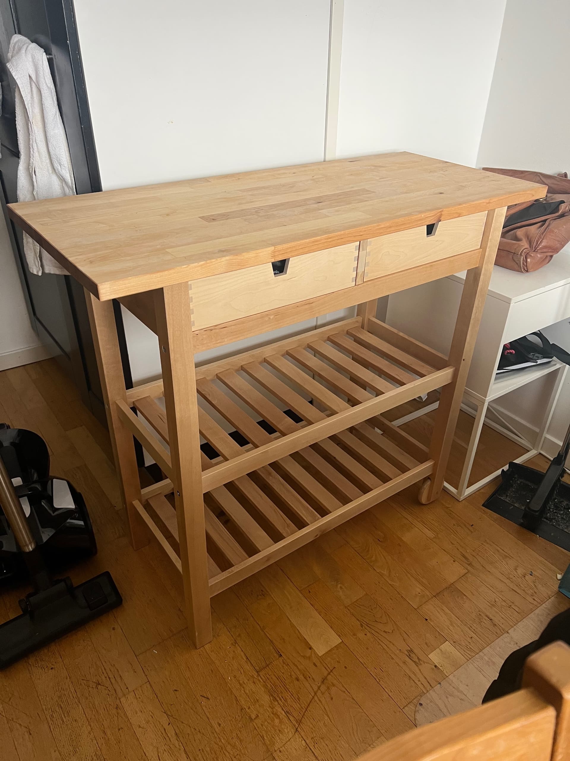 FÖRHÖJA kitchen trolley, birch, 100x43 cm