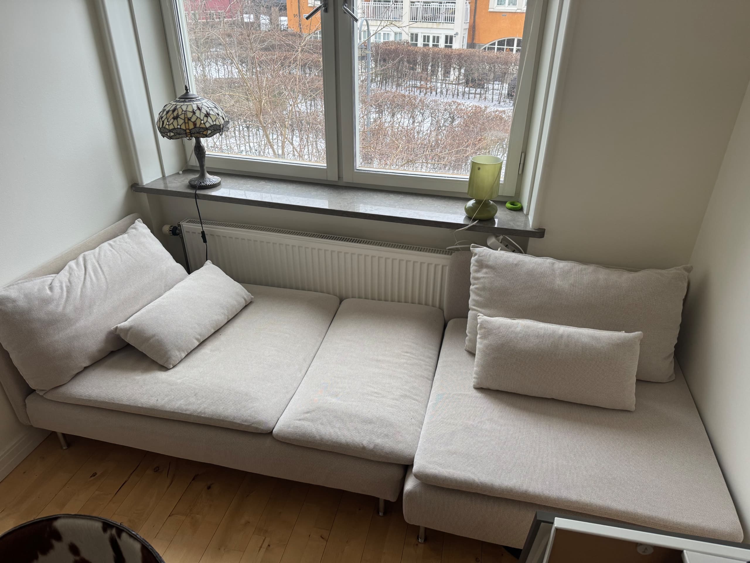 SÖDERHAMN 2-seat sofa, with chaise longue/Gunnared beige