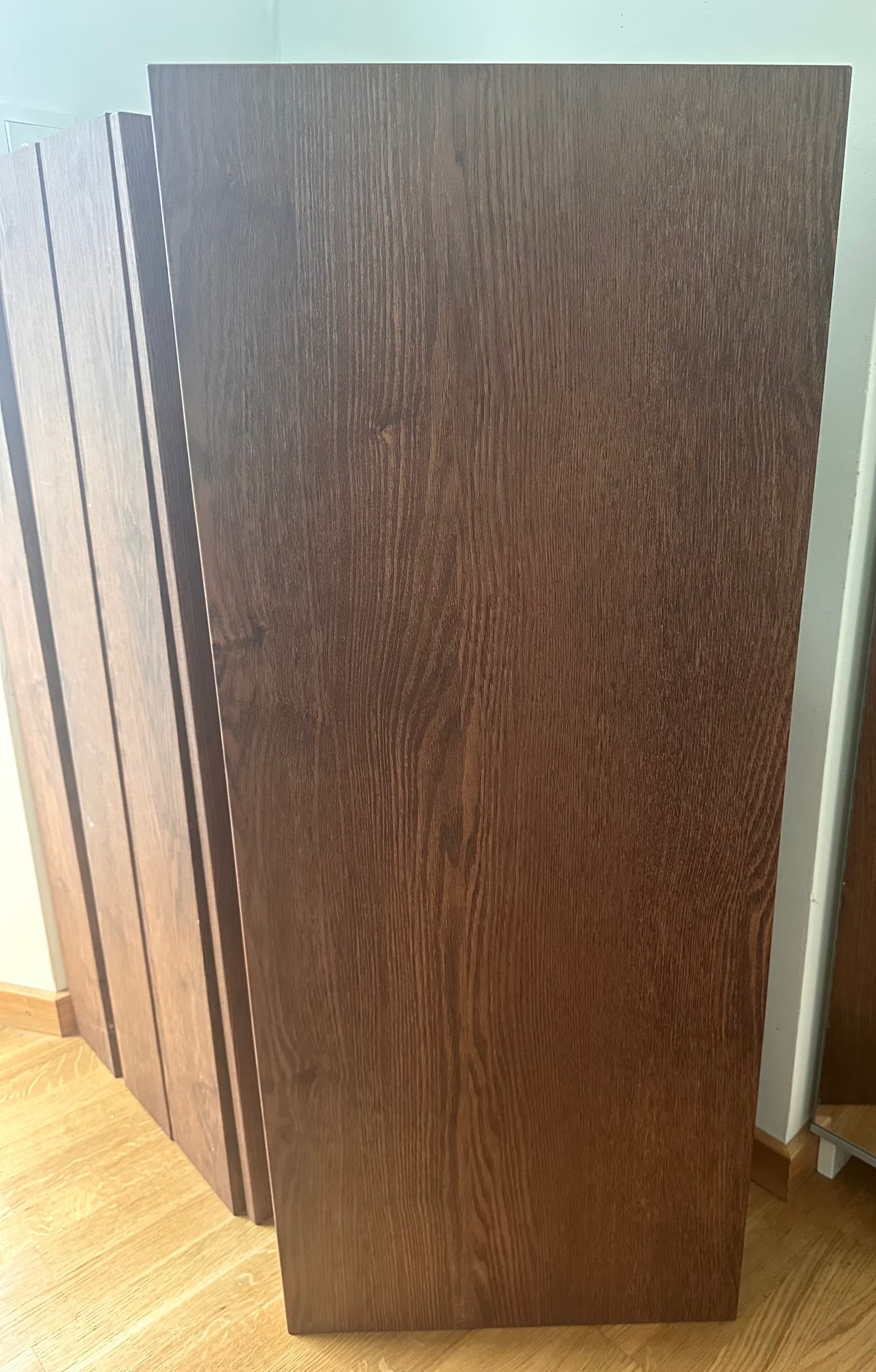 ÄNGSJÖN wall cabinet with door, brown oak effect, 40x15x95 cm