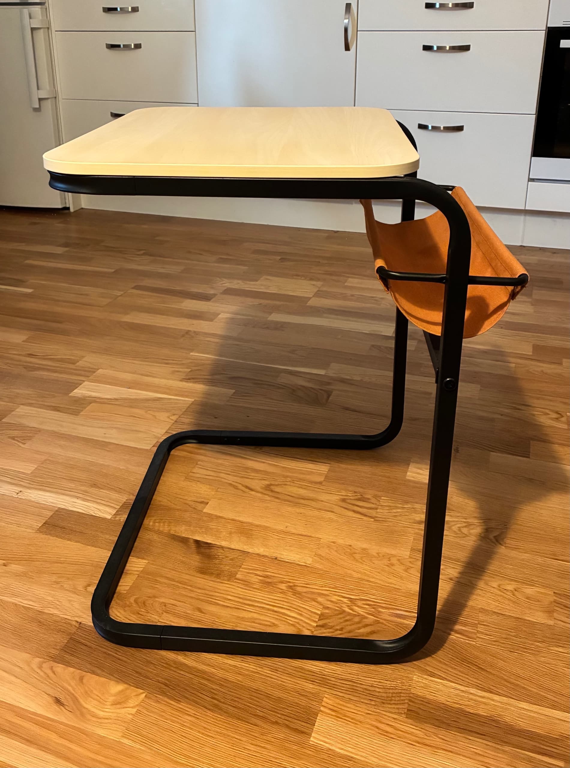 OLSERÖD side table, anthracite/birch effect dark yellow, 53x50 cm