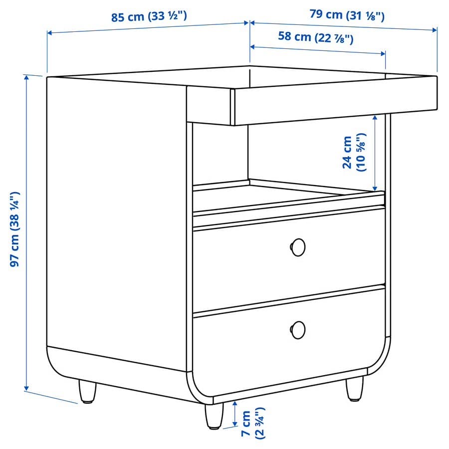 MYLLRA changing table with drawers, white, 85x79x97 cm