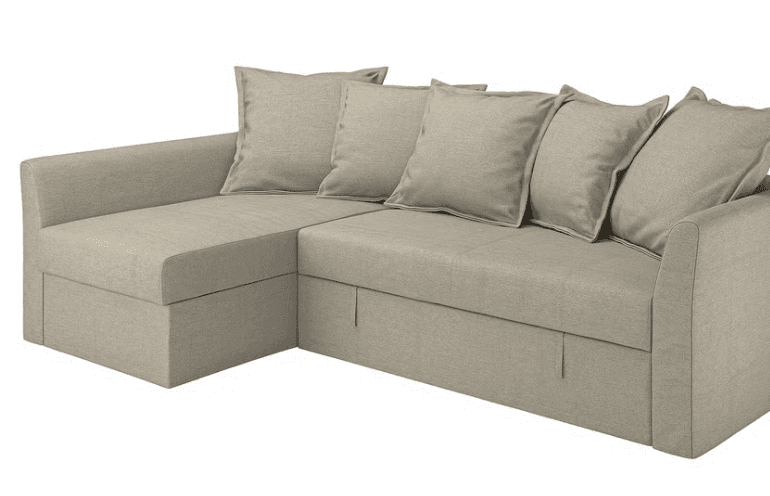 HOLMSUND corner sofa-bed, Borgunda beige