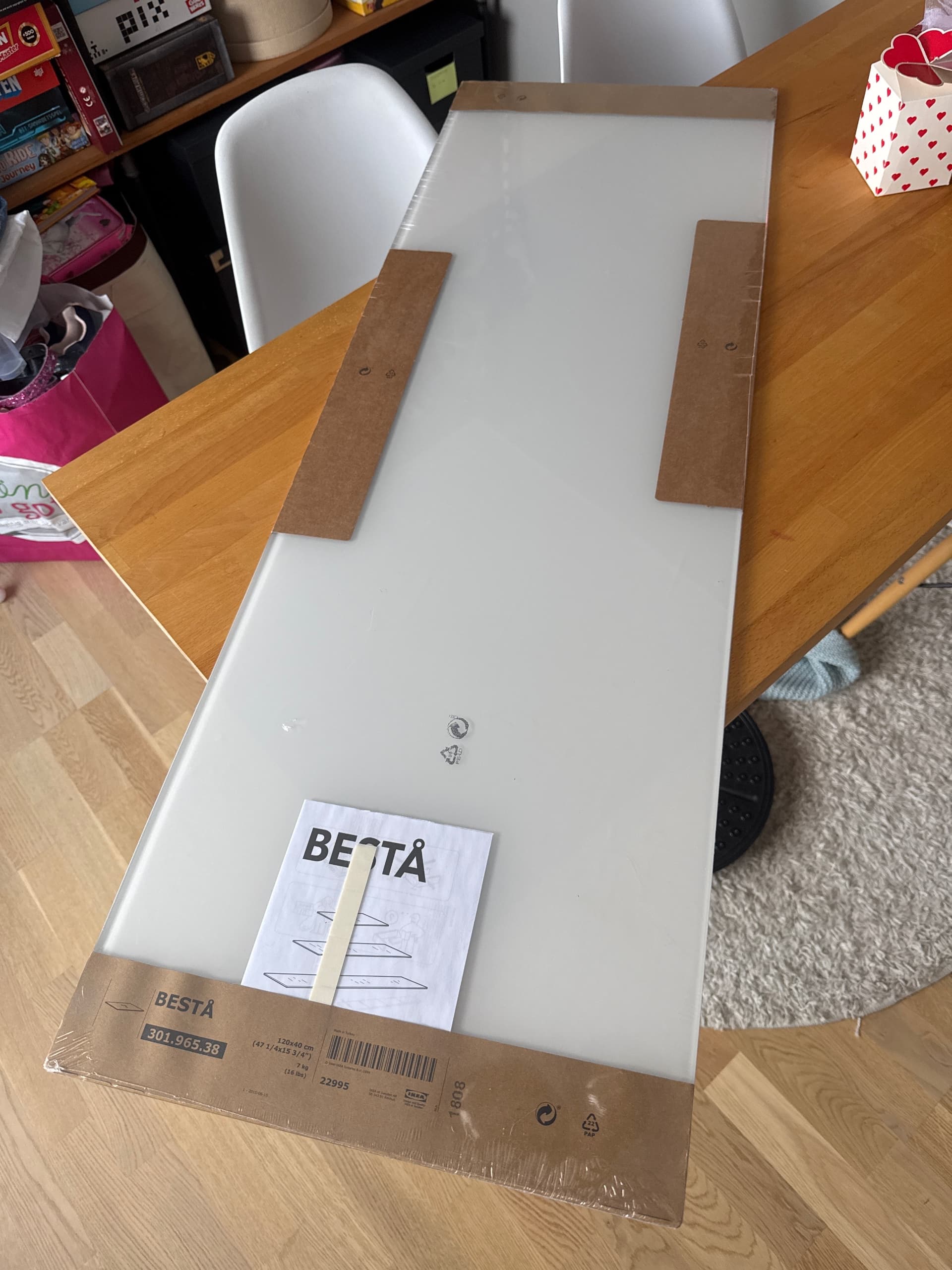 BESTÅ top panel, glass/white, 120x40 cm