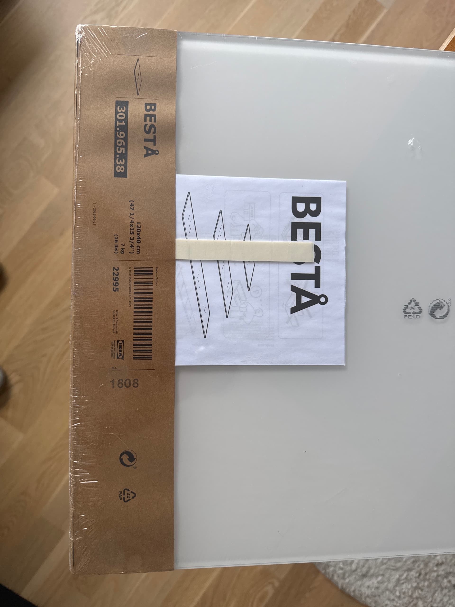 BESTÅ top panel, glass/white, 120x40 cm