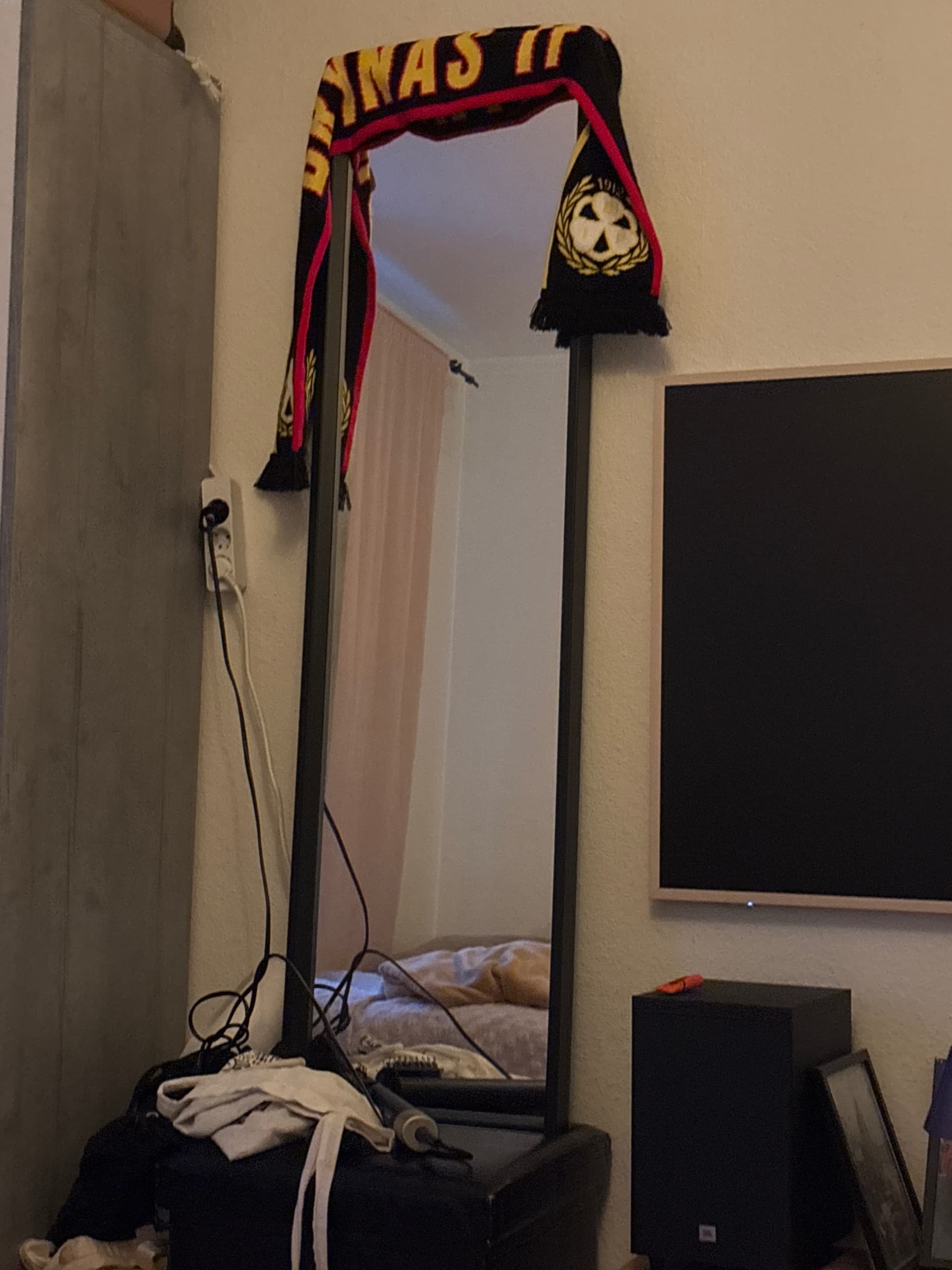 NYPONBUSKE spegel, svart, 40x135 cm