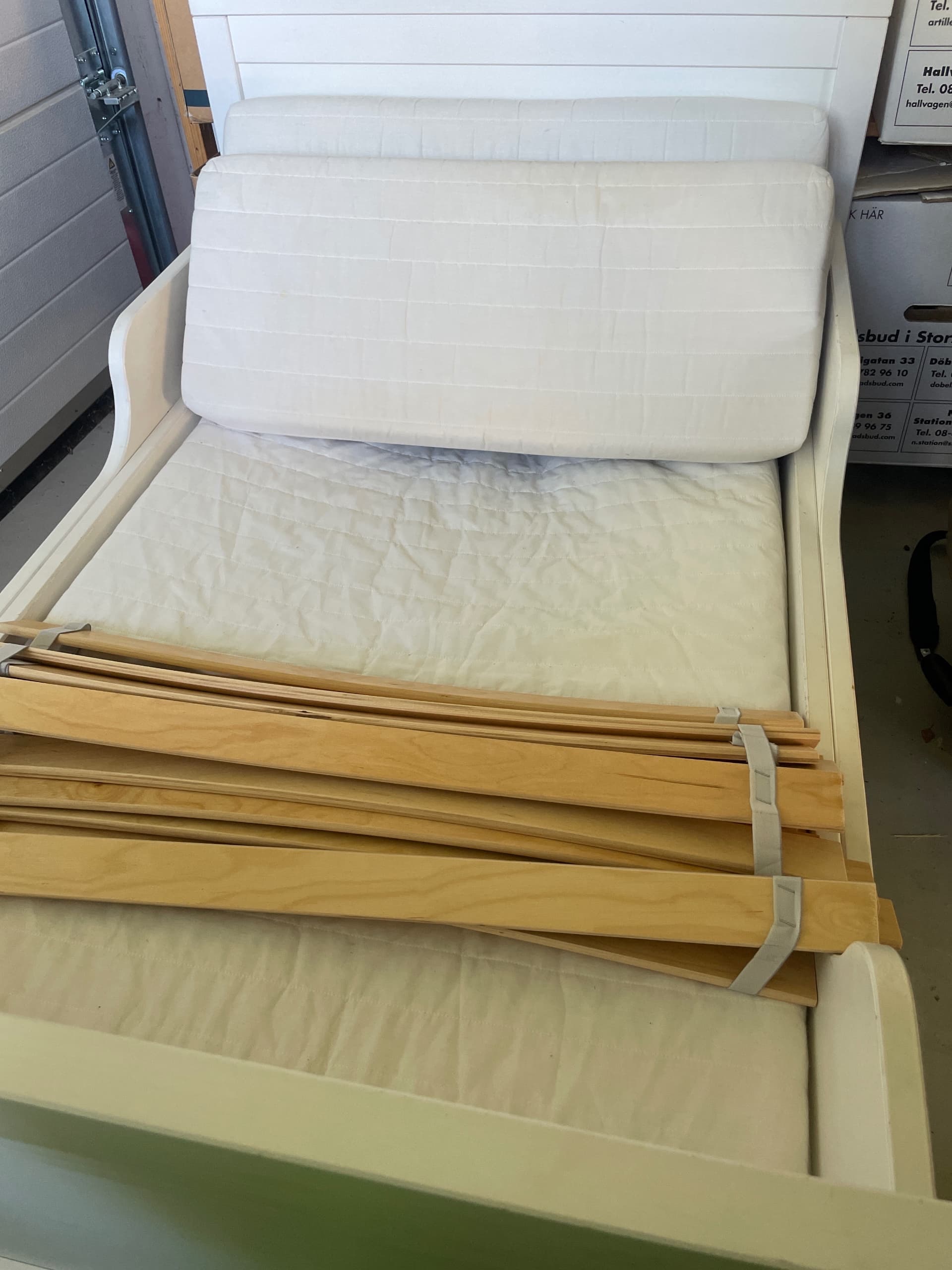 SUNDVIK ext bed frame with slatted bed base, white, 80x200 cm