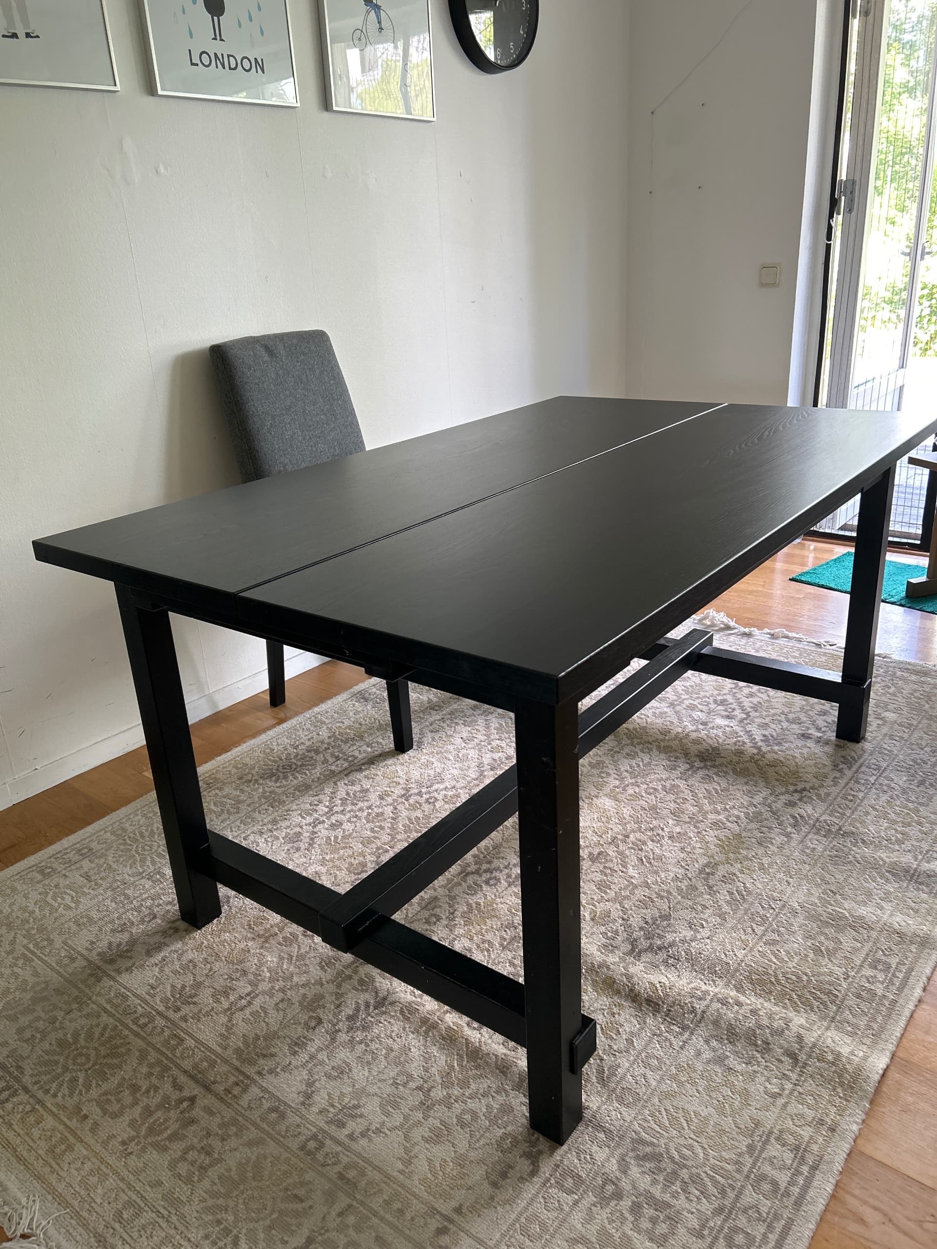 NORDVIKEN extendable table, black, 152/223x95 cm