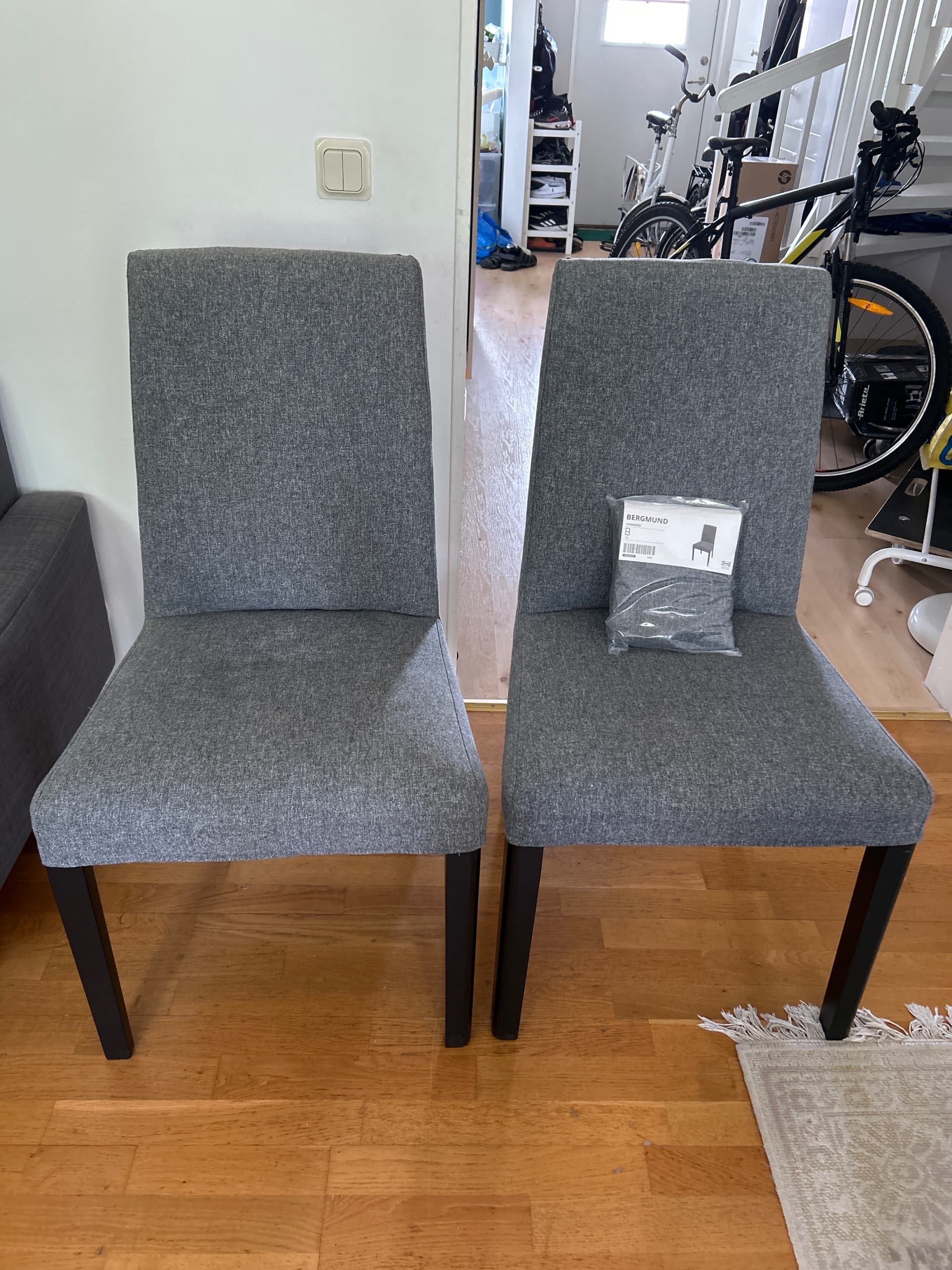 BERGMUND chair, black/Gunnared medium grey