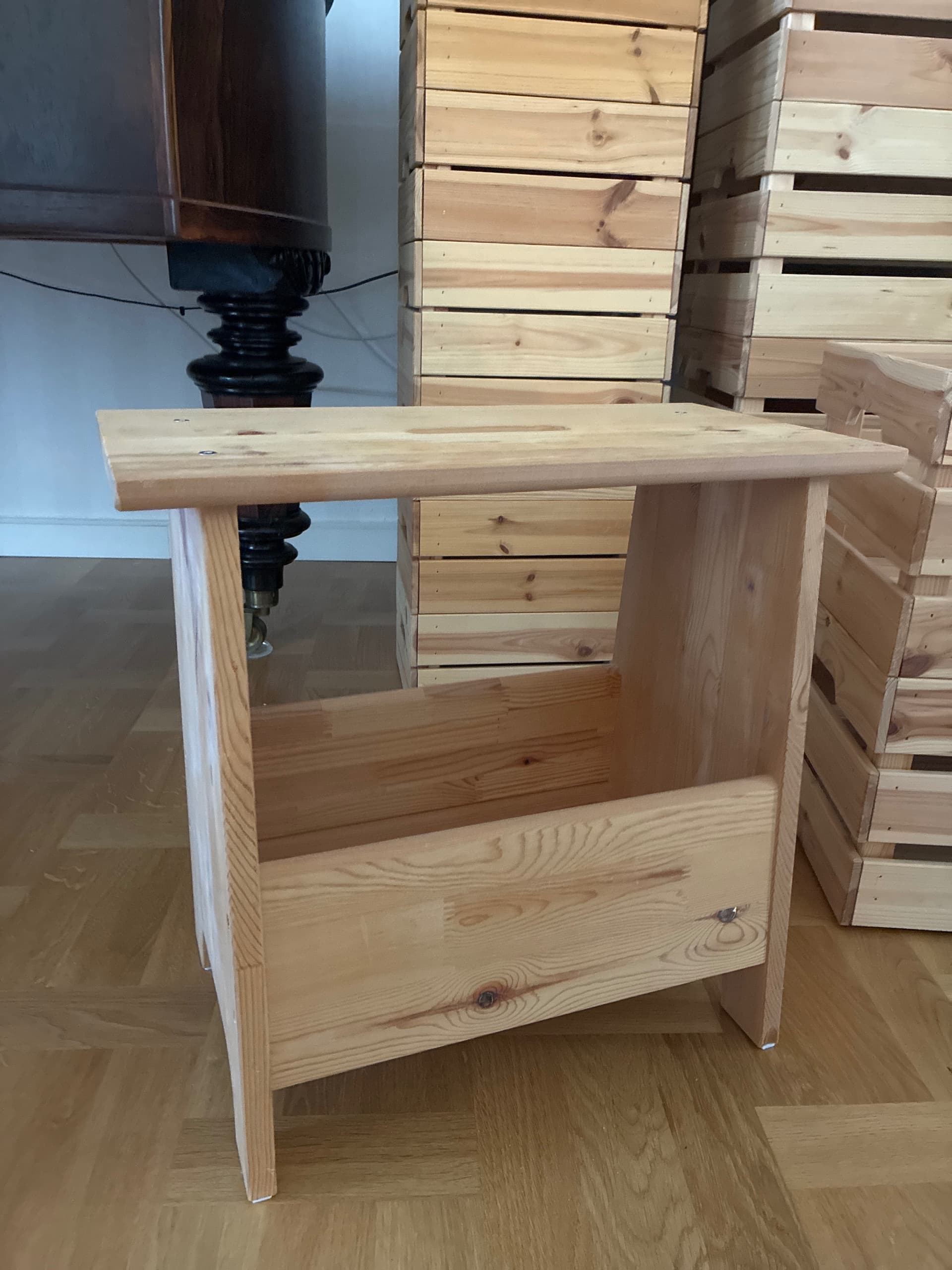 PERJOHAN stool with storage, pine
