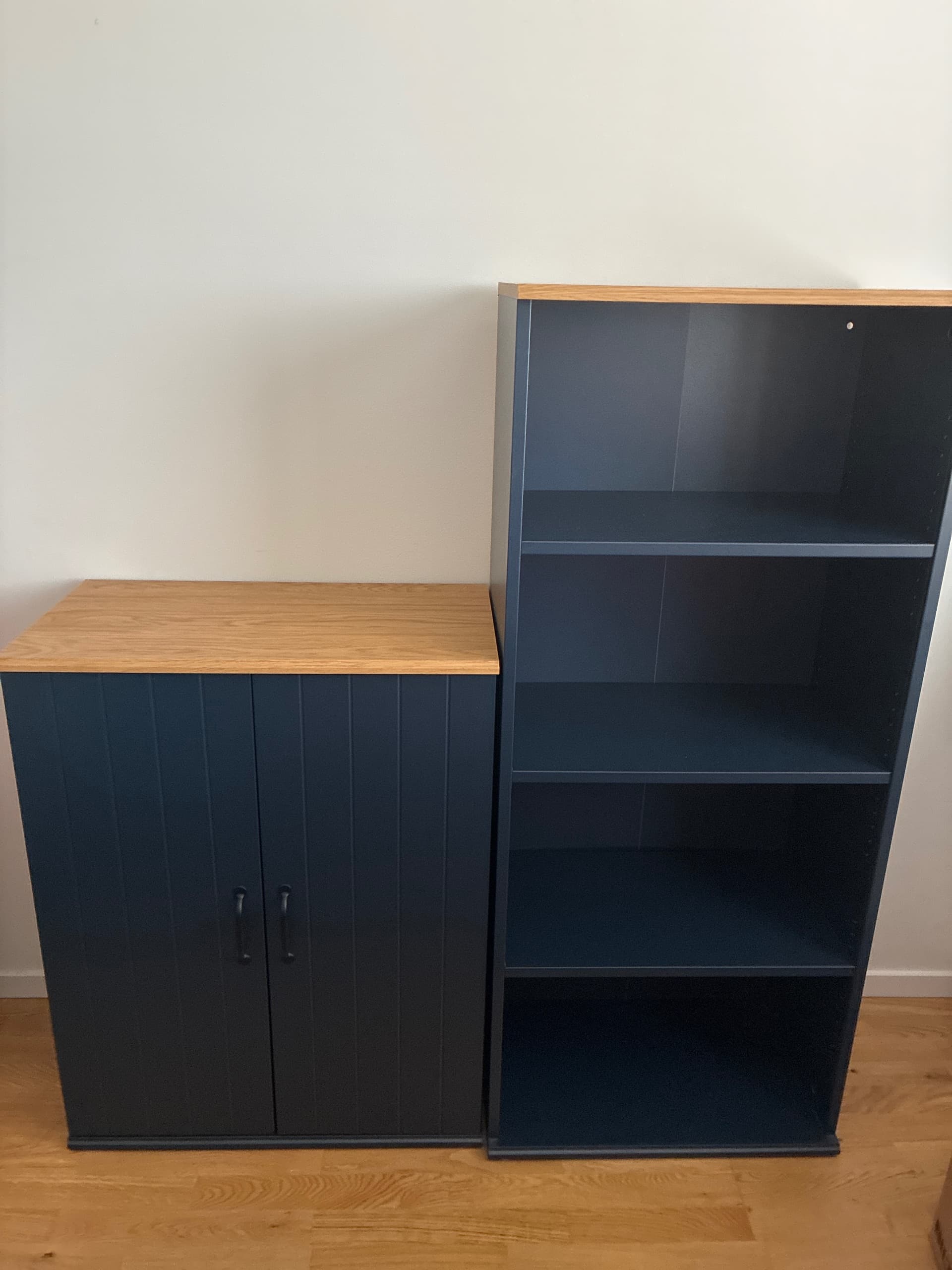 SKRUVBY sideboard, black-blue, 120x38x90 cm