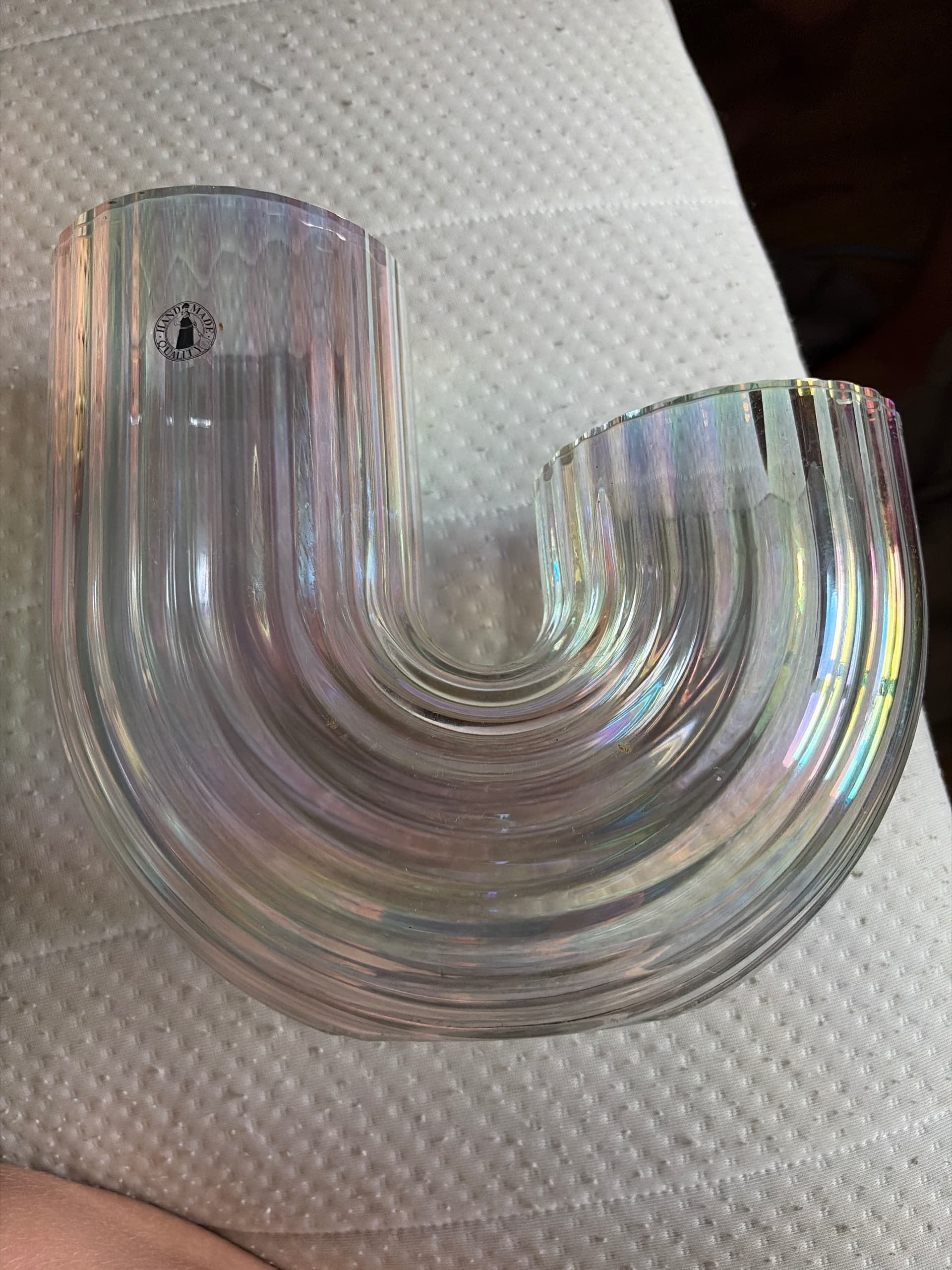 RÄFFELBJÖRK vase, mother-of-pearl colour, 20 cm