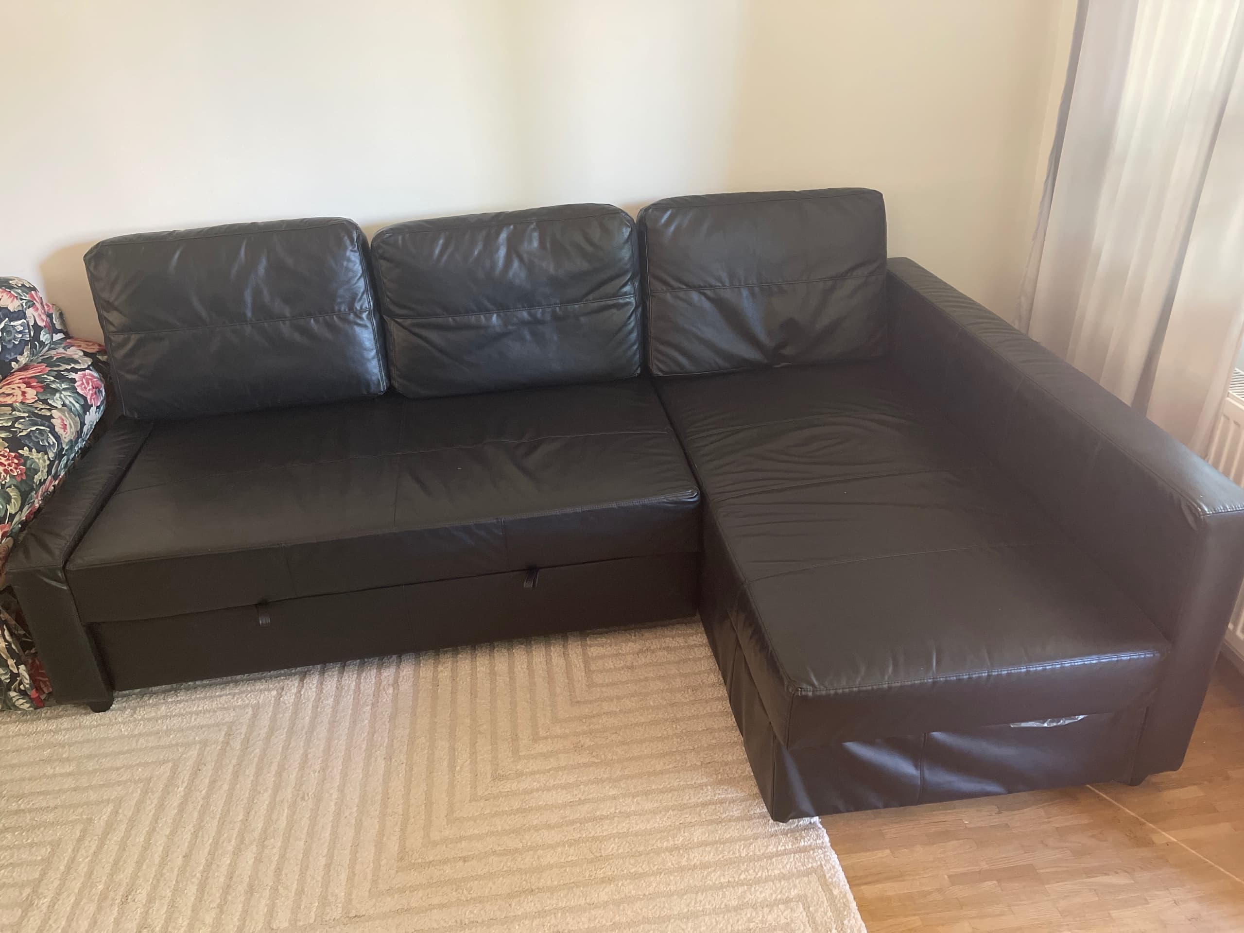 FRIHETEN corner sofa-bed with storage, Bomstad black