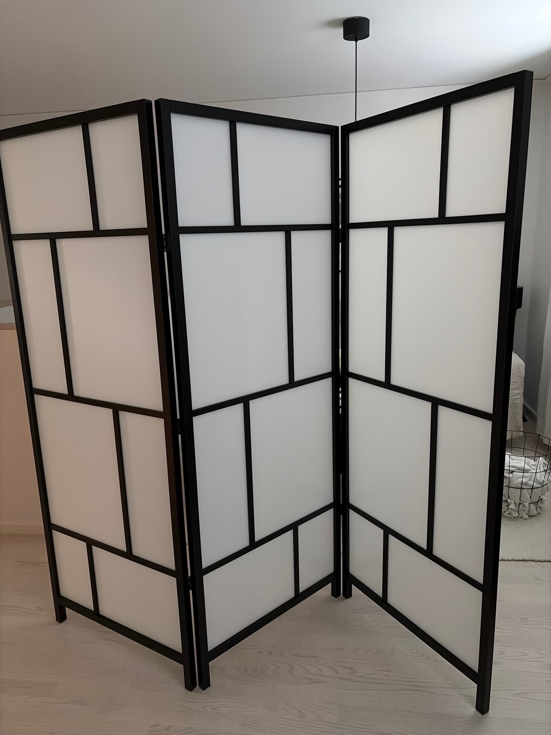 RISÖR room divider, white/black, 216x185 cm