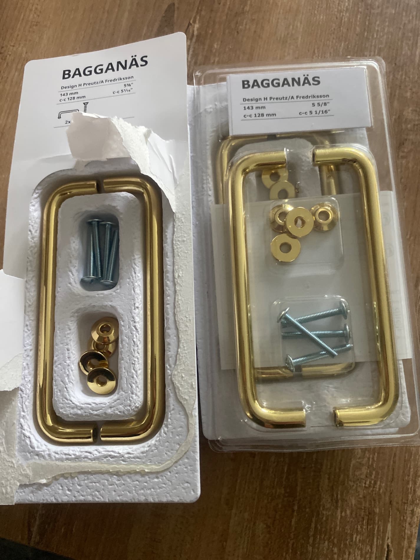 BAGGANÄS,12PKT,240KR handle, brass-colour, 143 mm