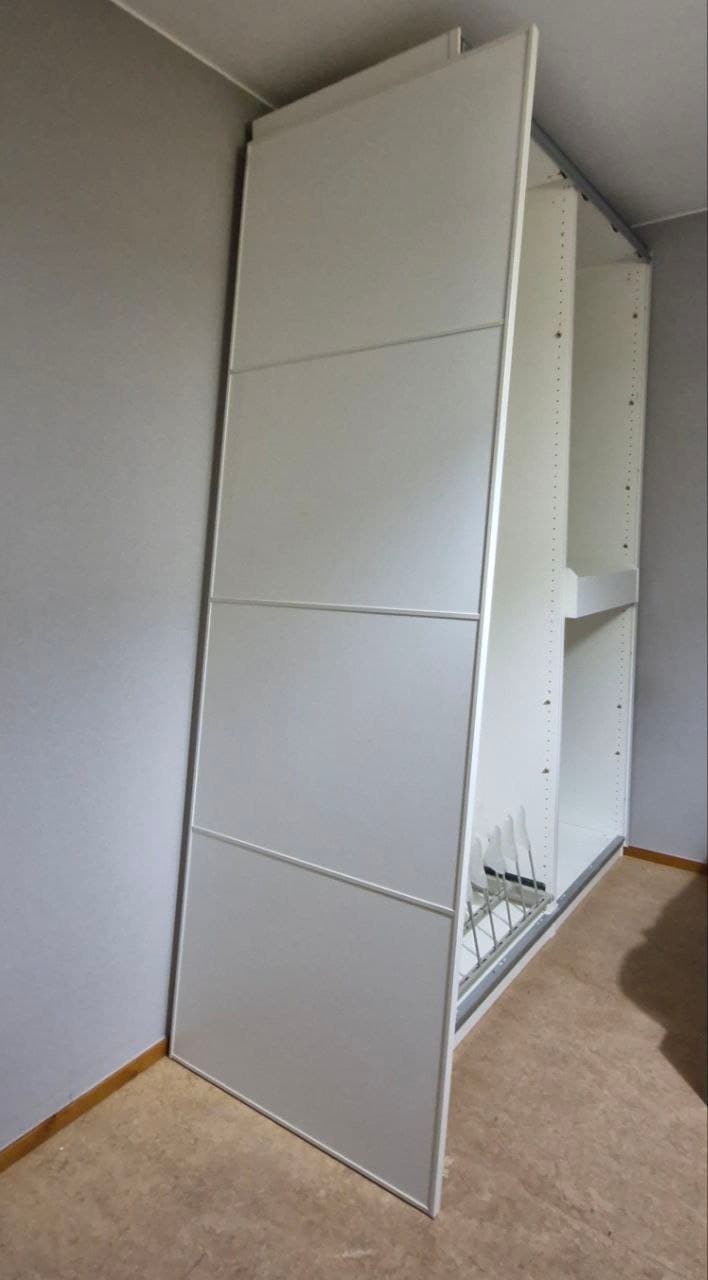 AULI / FÄRVIK pair of sliding doors, mirror glass/white glass, 150x236 cm