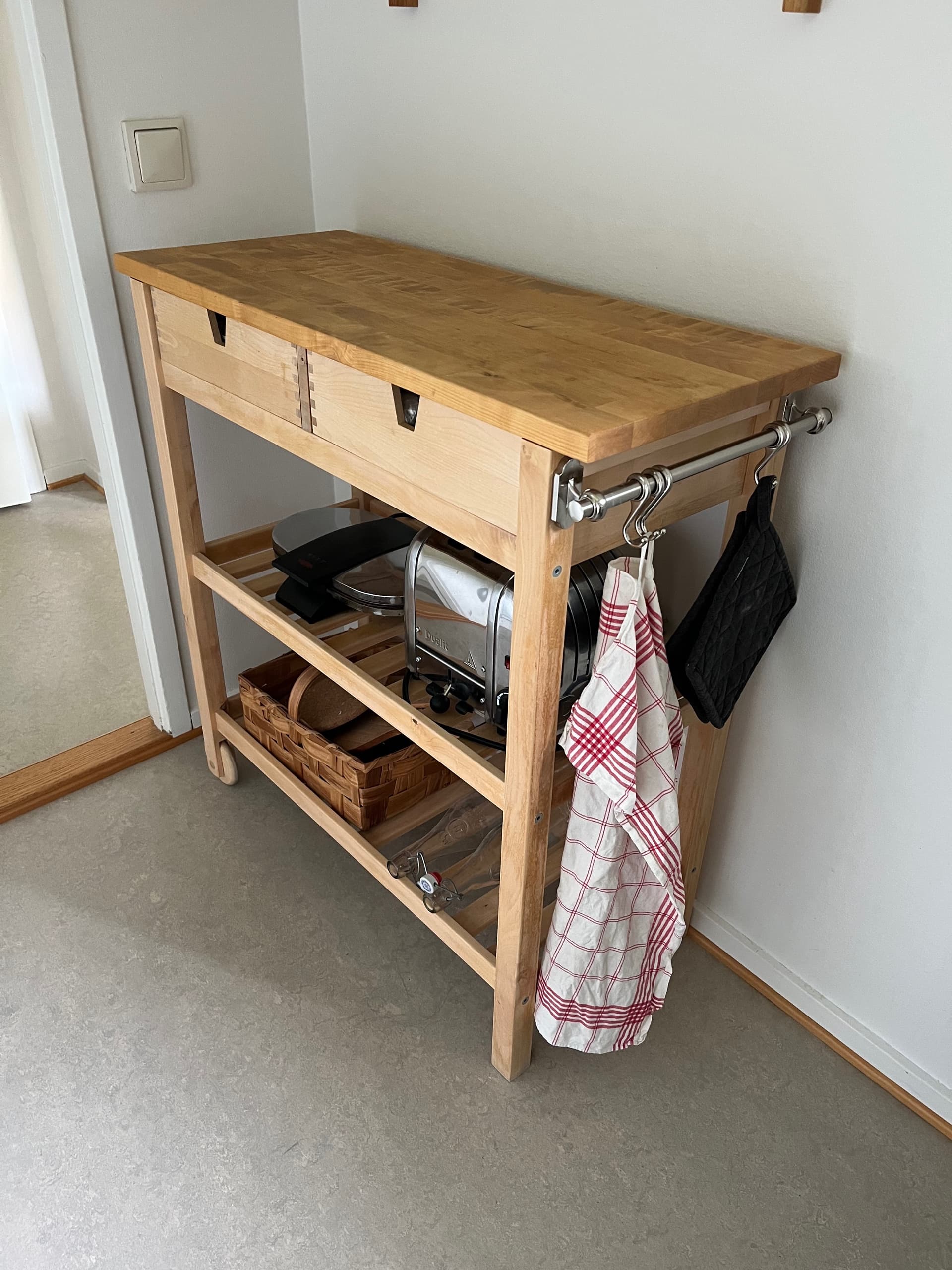 FÖRHÖJA RULLBORD kitchen trolley, birch, 100x43 cm
