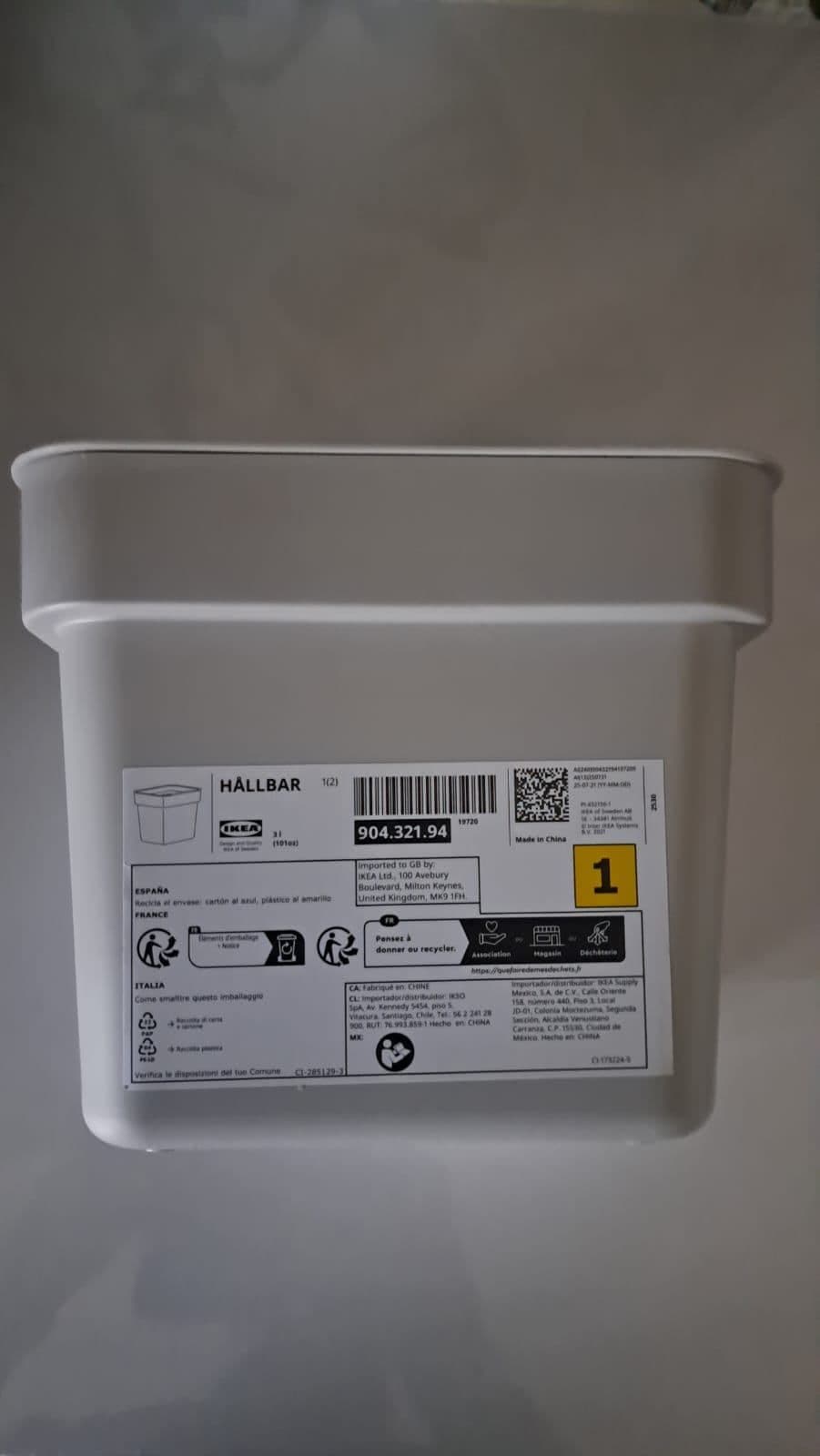 HÅLLBAR kosz z pokrywką, jasnoszary, 3 l