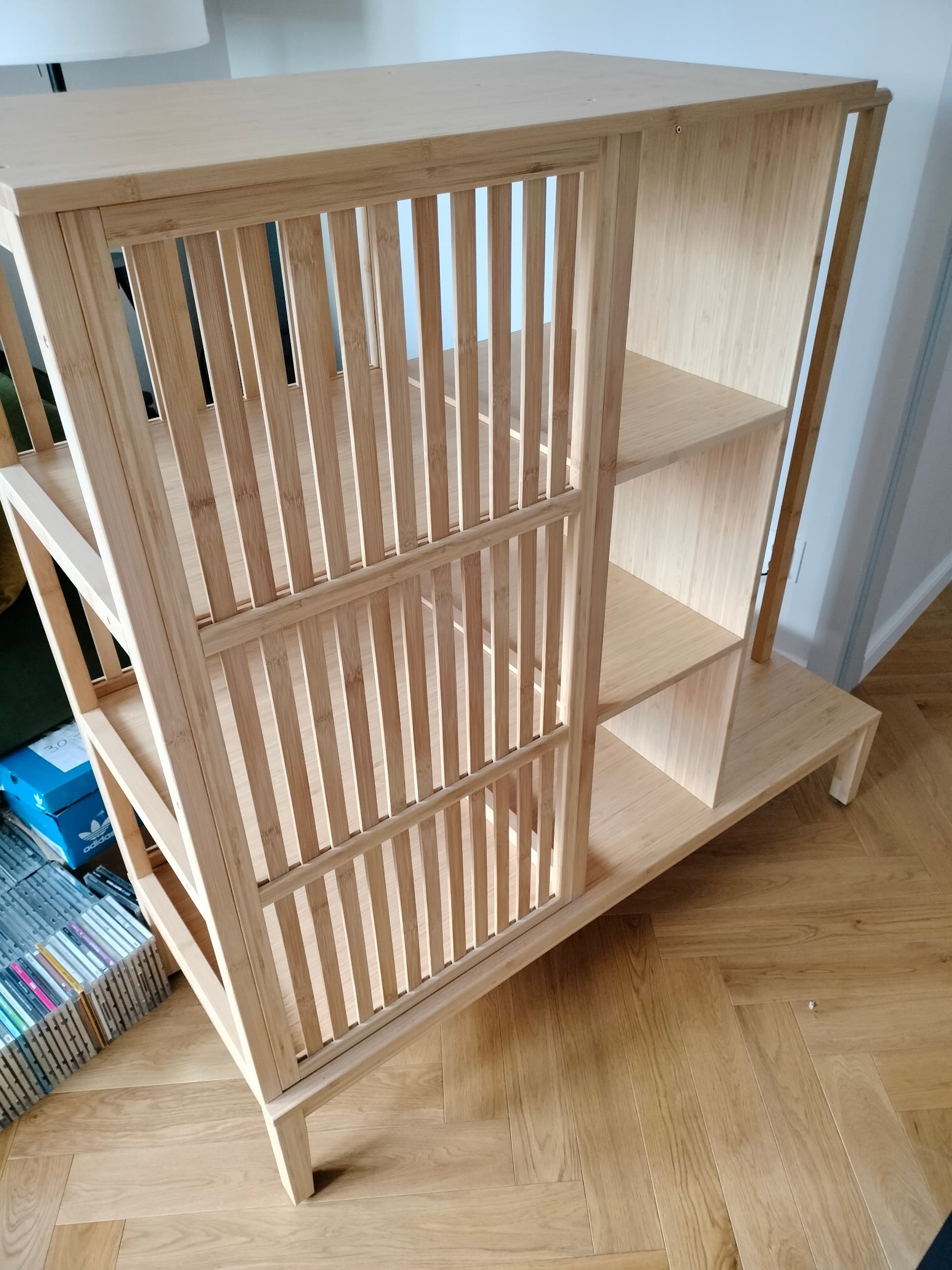 NORDKISA szafa otwarta z przesuw drzwiami, bambus, 120x123 cm