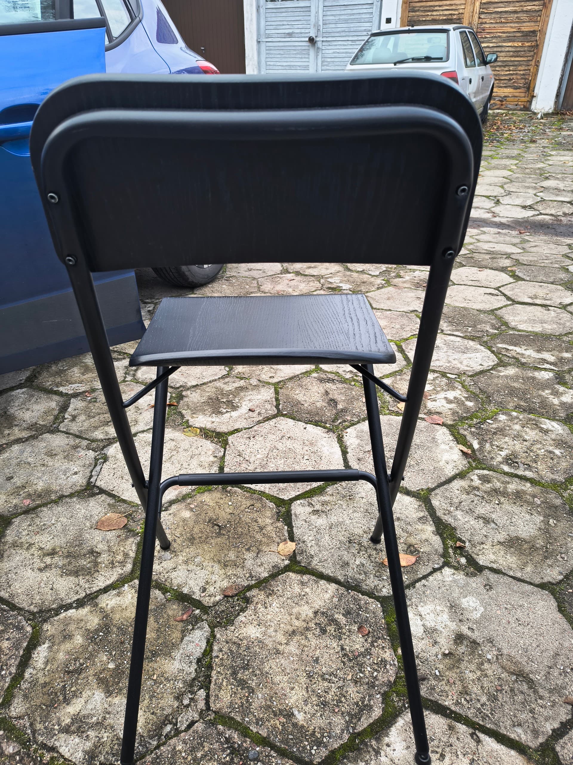 FRANKLIN taboret składany z oparciem, wysokość blatu czarny/czarny, 63 cm