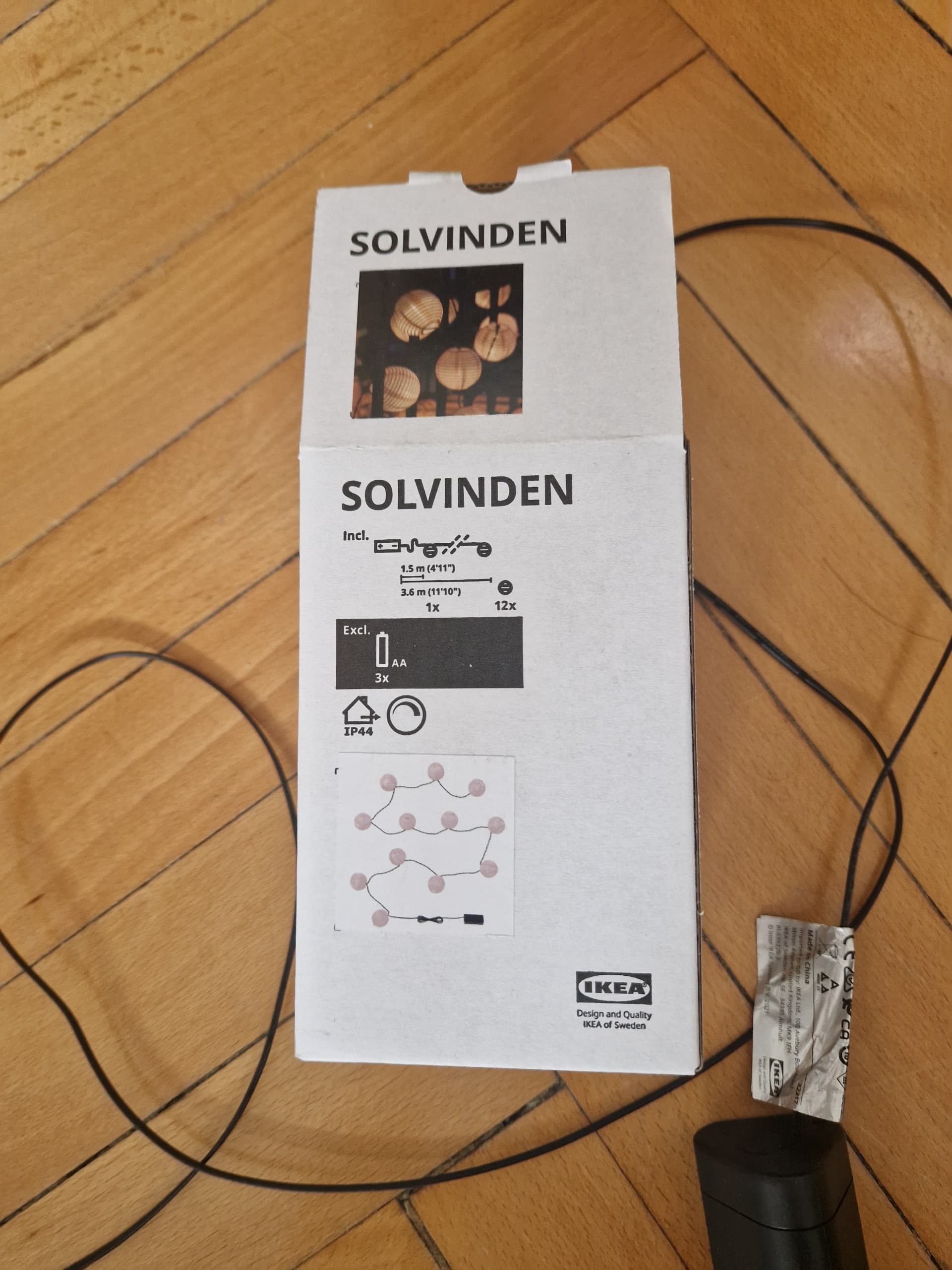 SOLVINDEN girlanda LED, 12 lampek, na baterię słoneczną/beżowy biały