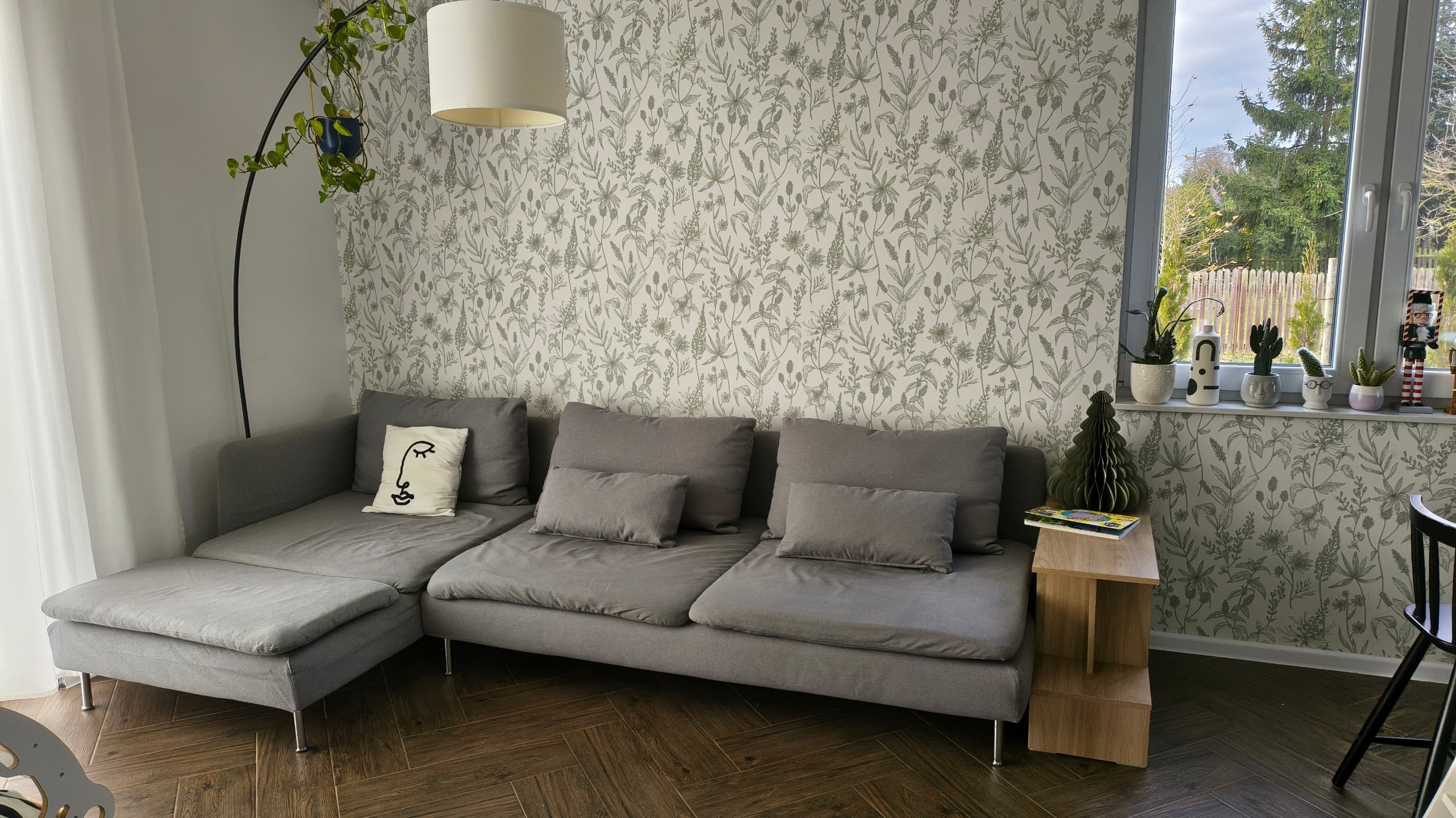 SÖDERHAMN sofa 4-osobowa z szezlongiem, z otwartym końcem/Tallmyra średnioszary