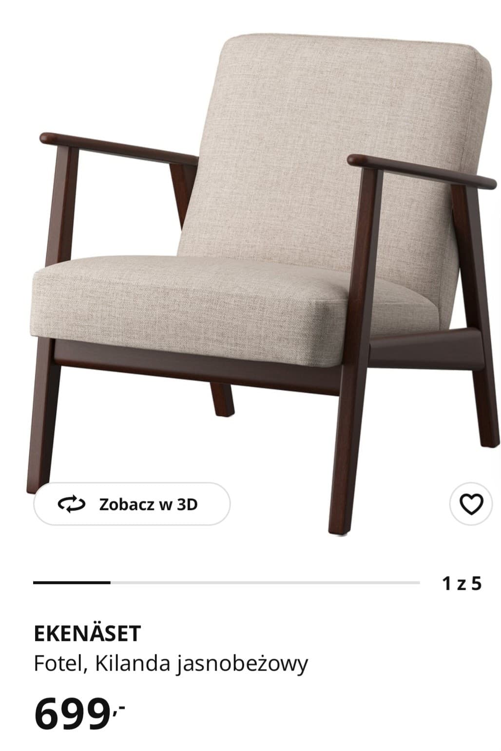 EKENÄSET fotel, Kilanda jasnobeżowy