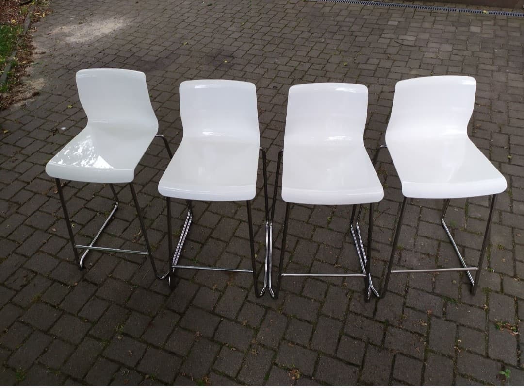 GLENN stołek barowy, wysokość blatu biały/chrom, 66 cm
