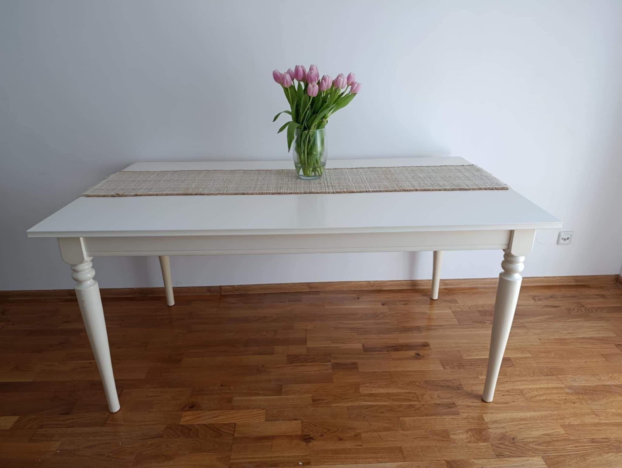 ROSENTORP stół rozkładany, biały, 155/215x87 cm