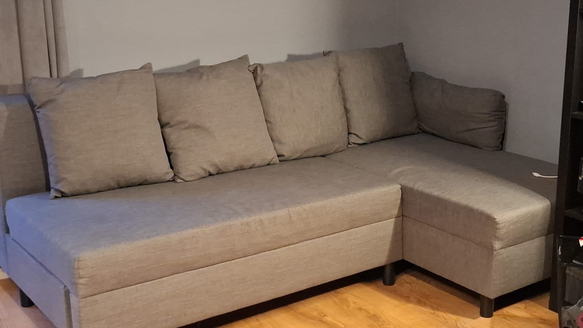 FRIHETEN / KLAGSHAMN narożnik z funkcją spania, Skiftebo ciemnoszary