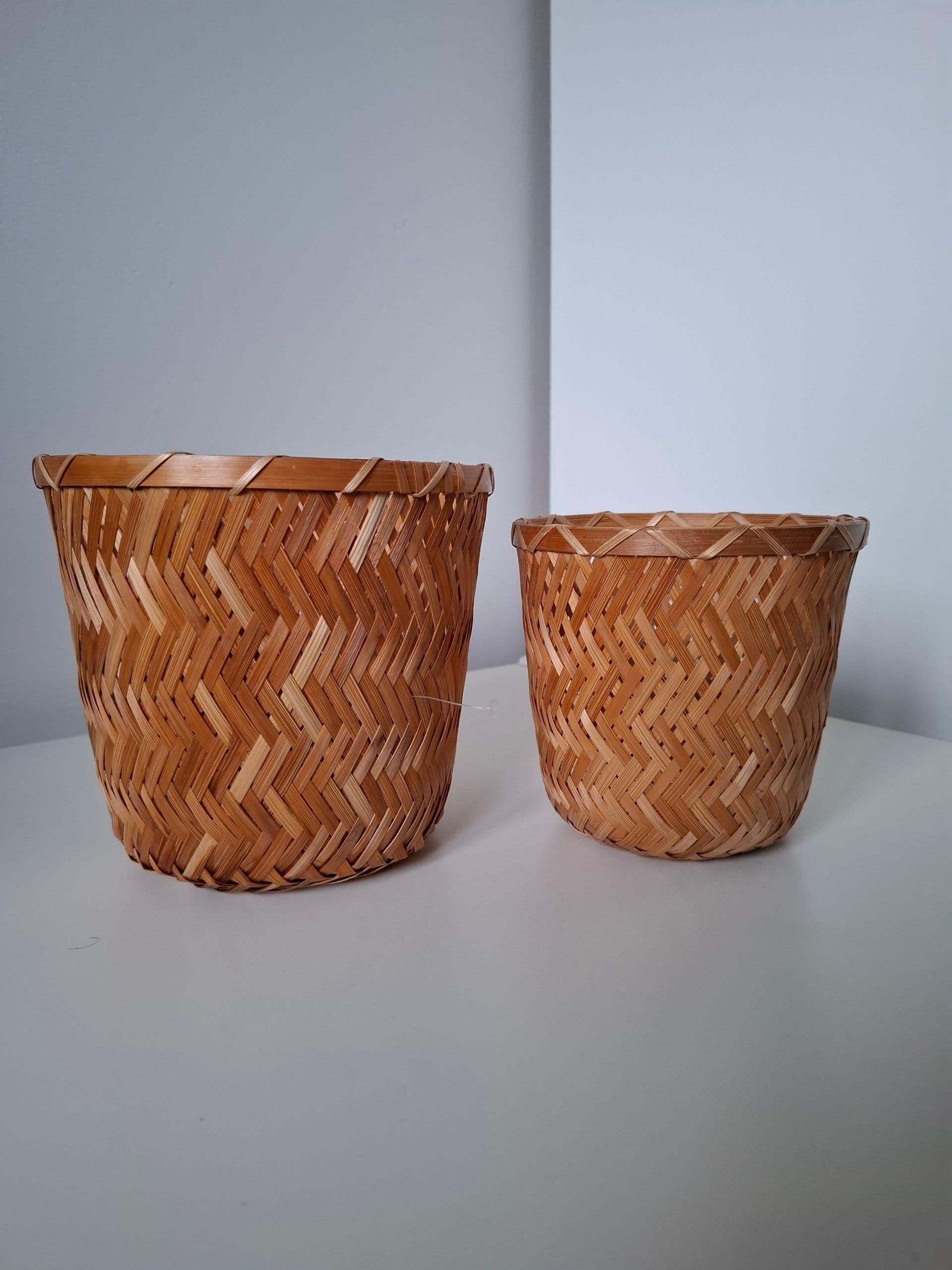 KLYNNON Osłonka doniczki, wykonano ręcznie bambus, 9 cm