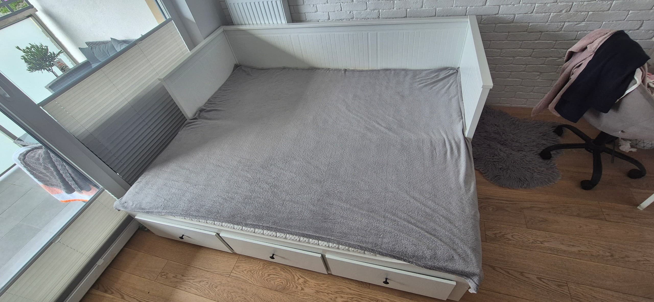 HEMNES rama leżanki z 3 szufladami, biały, 80x200 cm