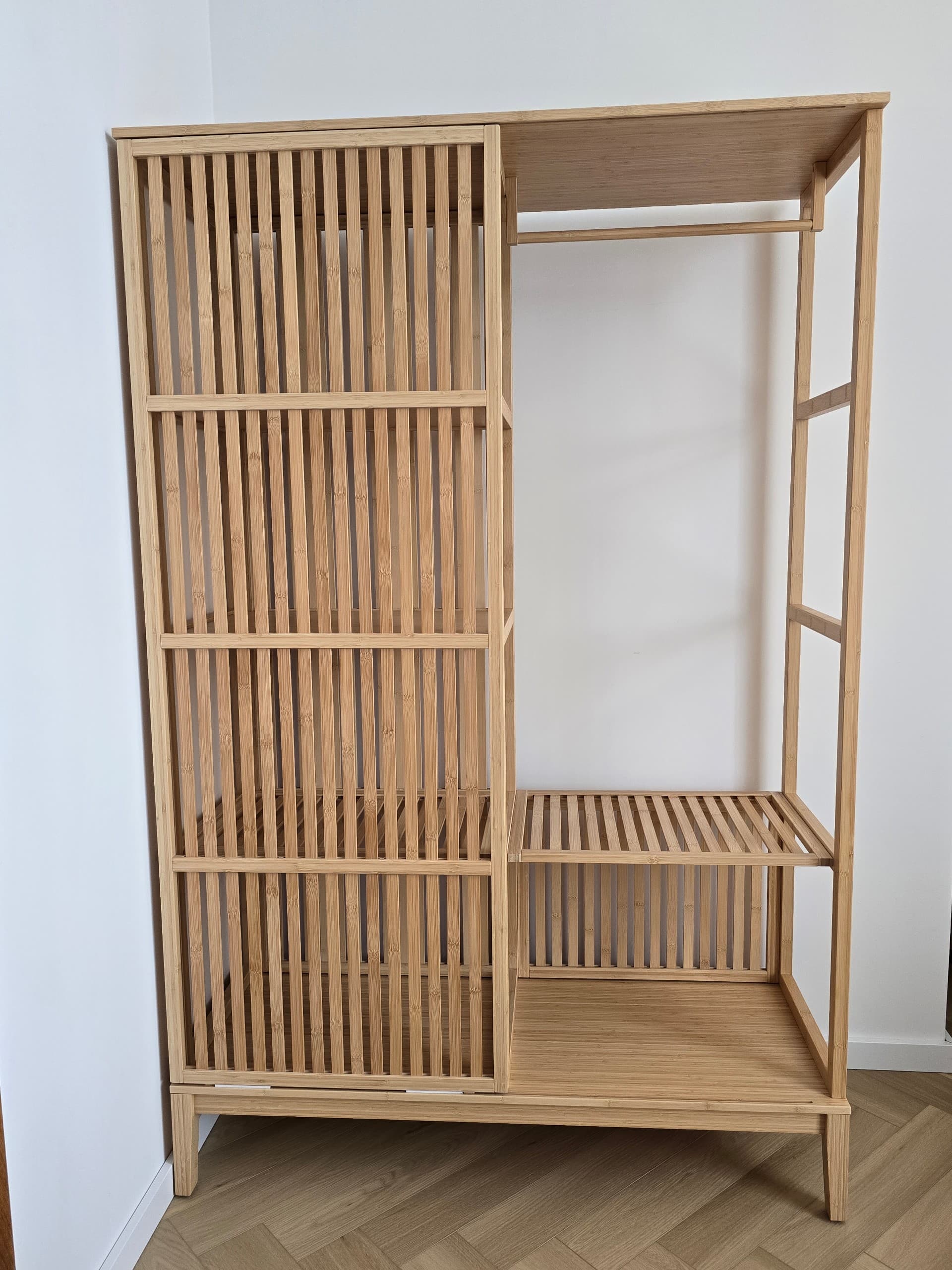 NORDKISA szafa otwarta z przesuw drzwiami, bambus, 120x186 cm