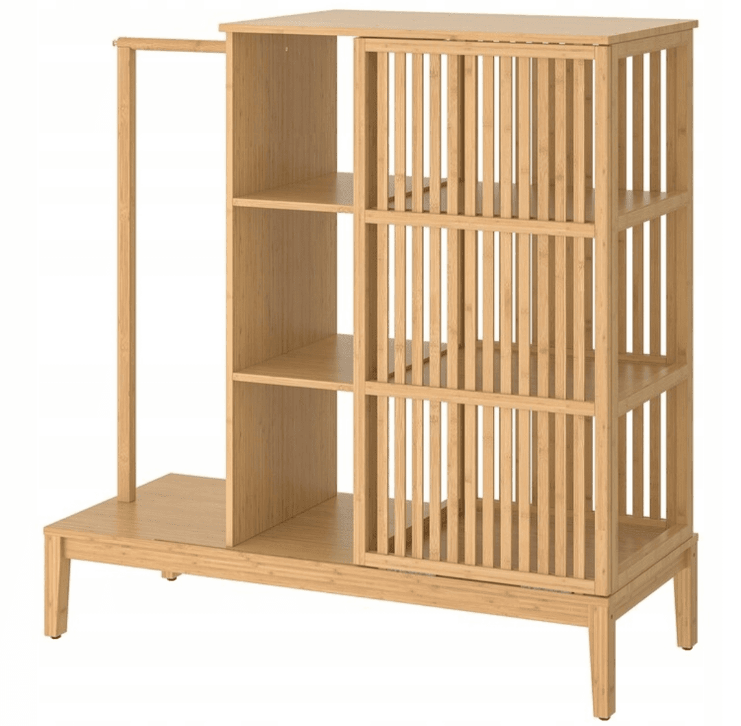 NORDKISA szafa otwarta z przesuw drzwiami, bambus, 120x123 cm
