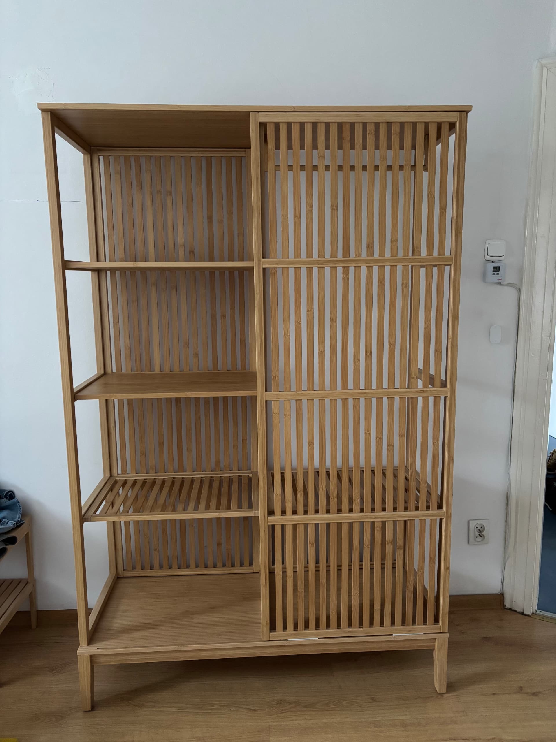 NORDKISA szafa otwarta z przesuw drzwiami, bambus, 120x186 cm