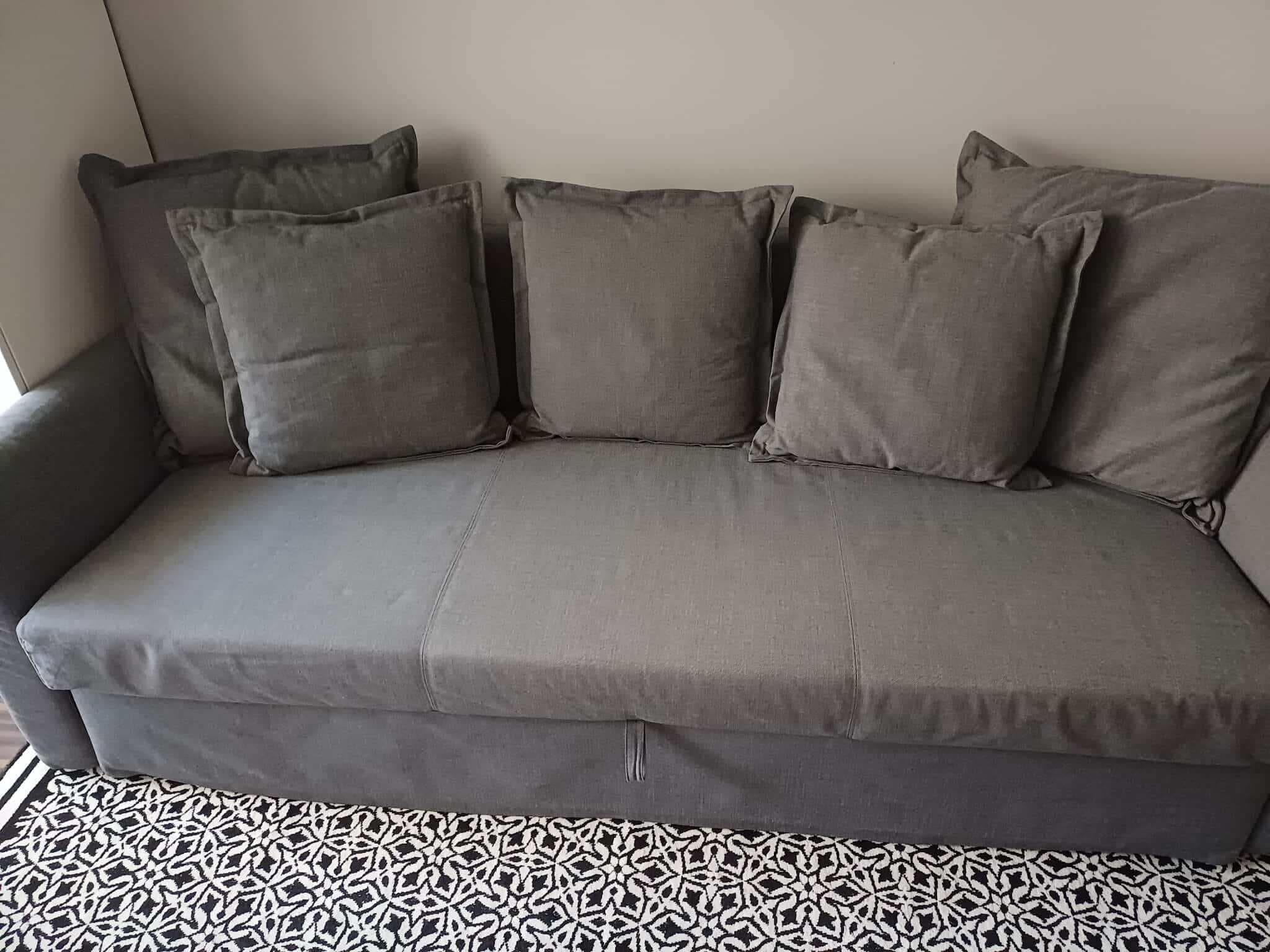 HOLMSUND sofa 3-osobowa, rozkładana, Borgunda ciemnoszary
