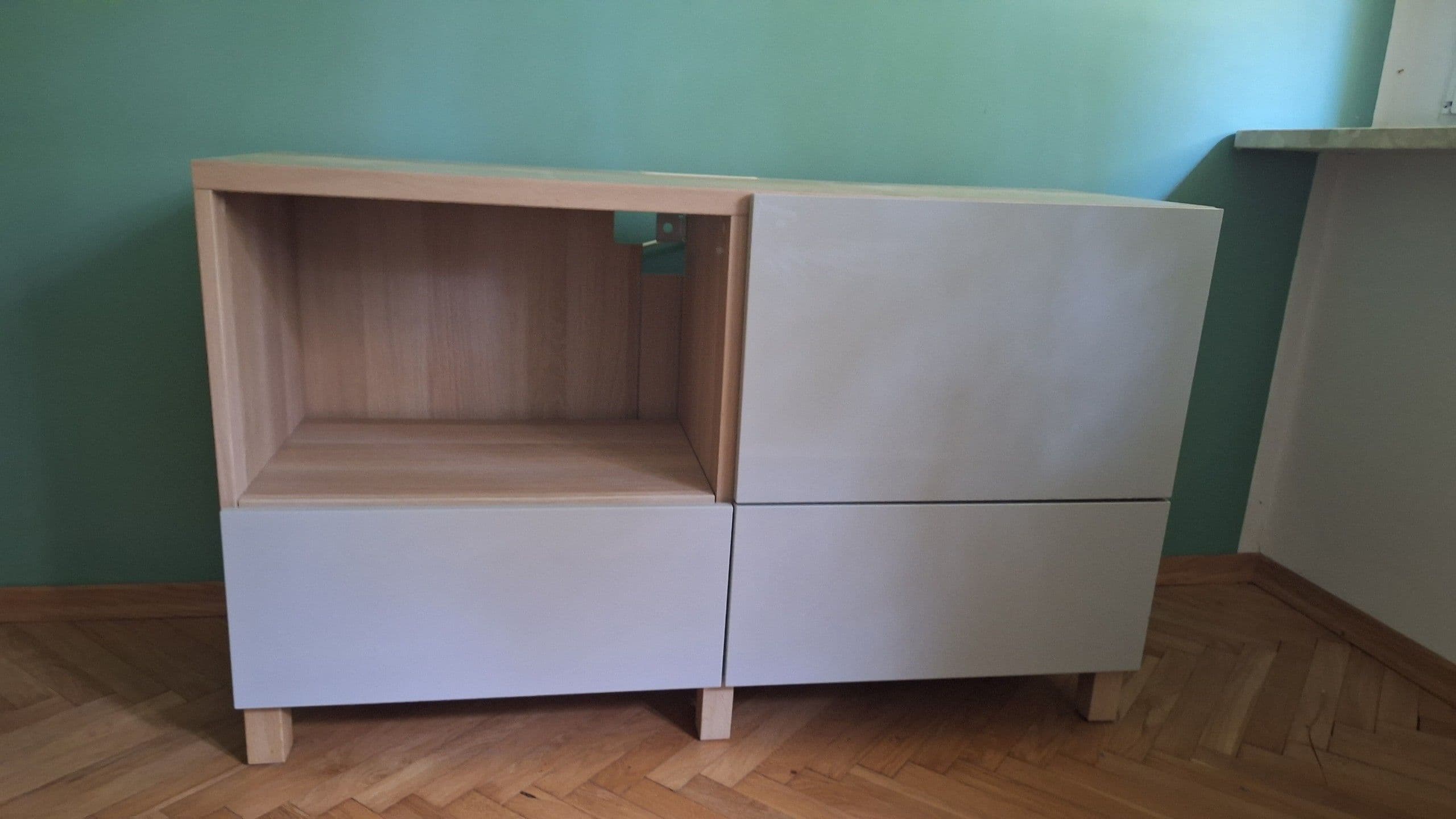 BESTÅ kombinacja regałowa z drzw/szuf, biały/Lappviken/Stubbarp biały, 120x42x75 cm