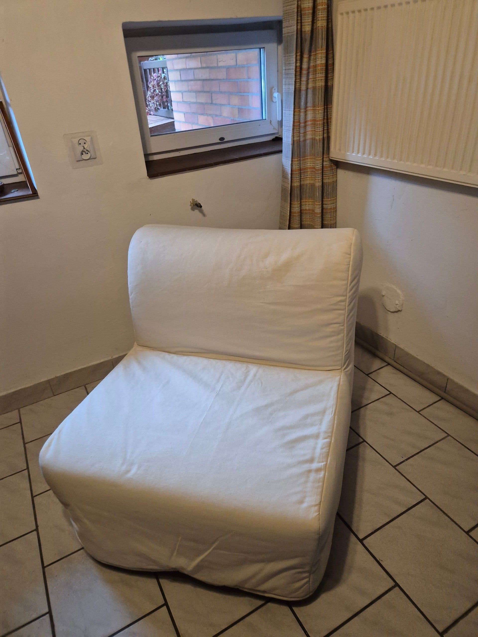 LYCKSELE MURBO fotel rozkładany, Ransta naturalny