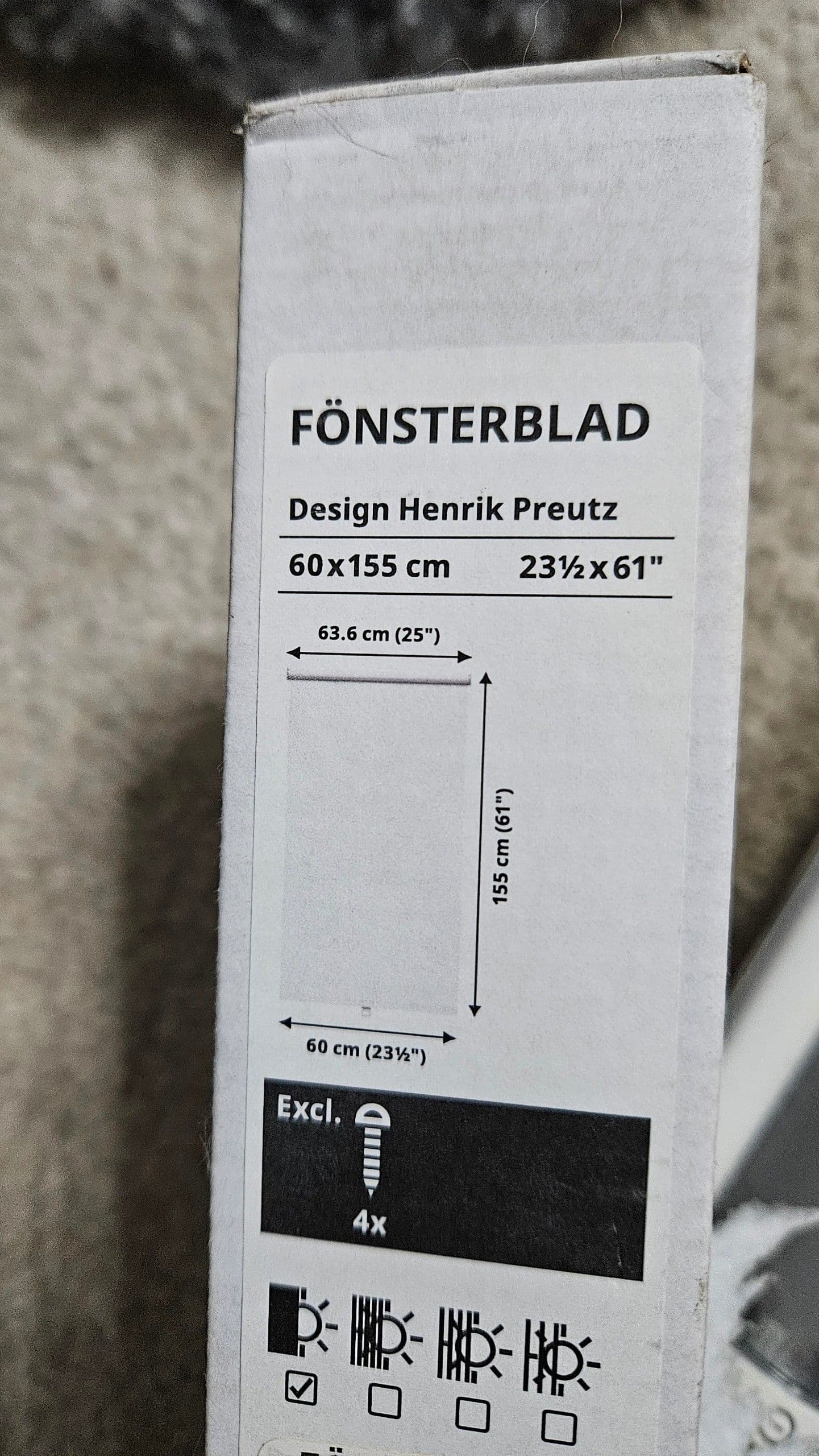 FÖNSTERBLAD roleta zaciemniająca, biały, 60x155 cm