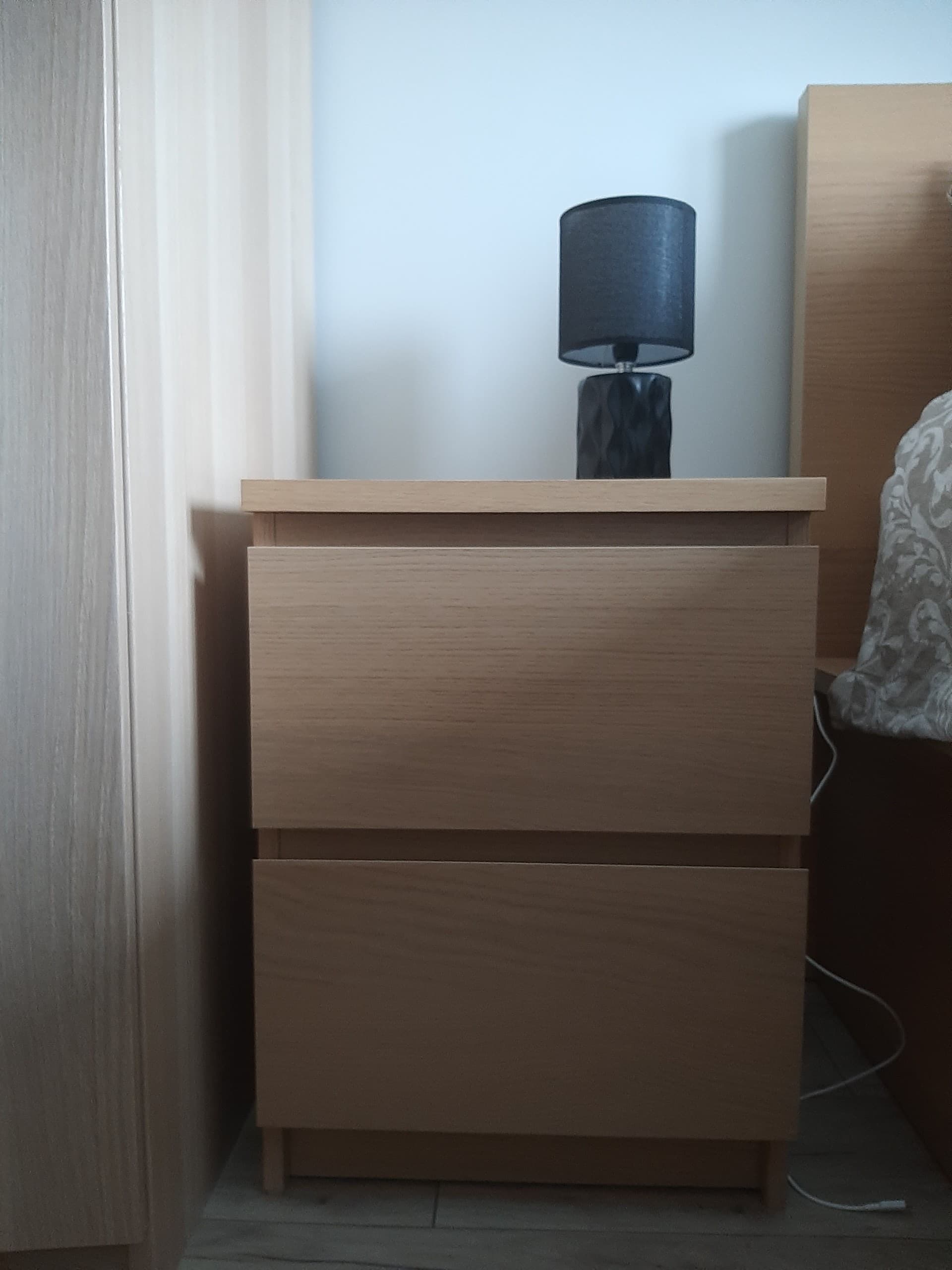 MALM komoda, 2 szuflady, okleina dębowa bejcowana na biało, 40x55 cm