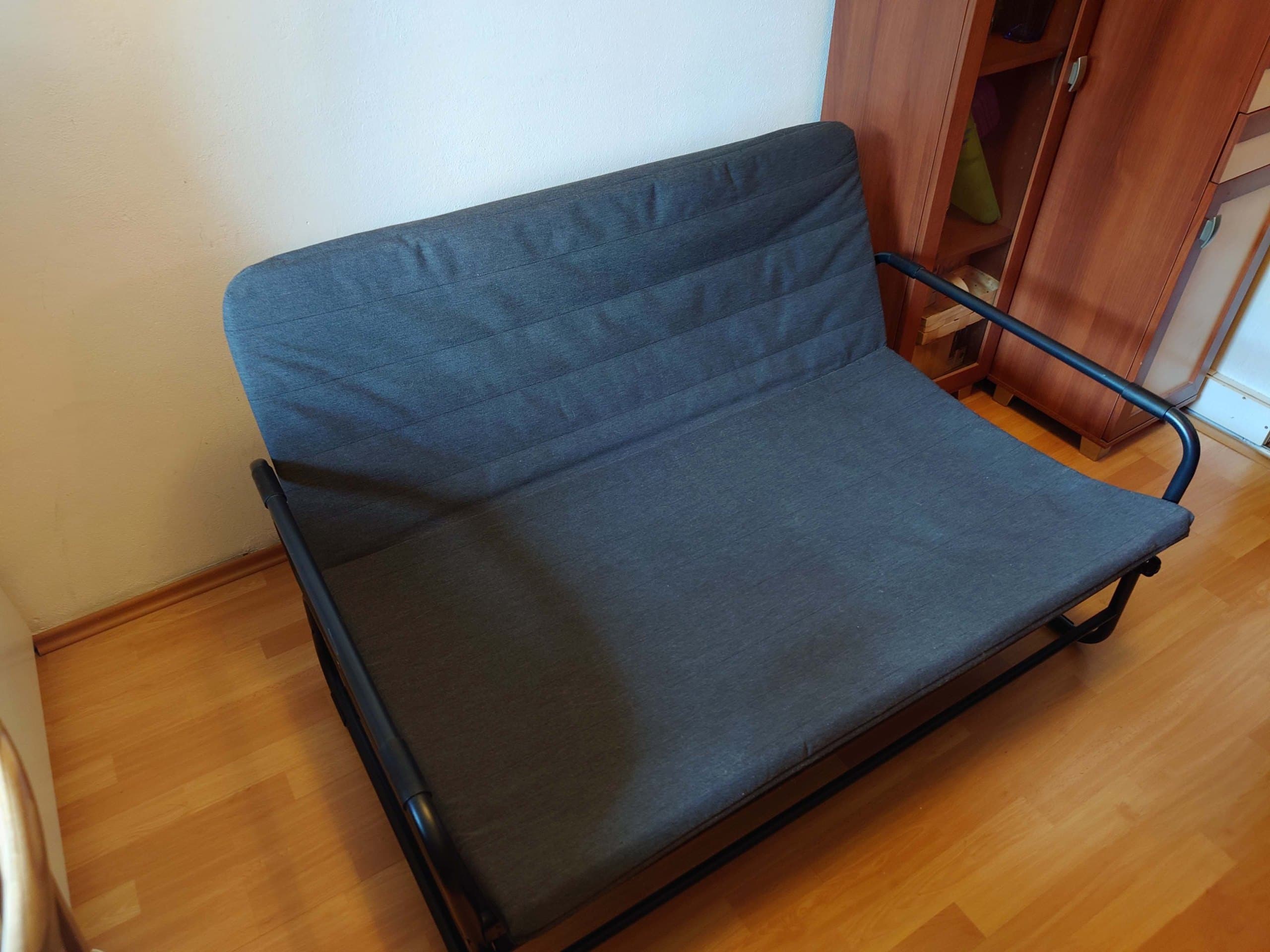 HAMMARN KANAPA ŁÓŻKO sofa rozkładana, Knisa ciemnoszary/czarny