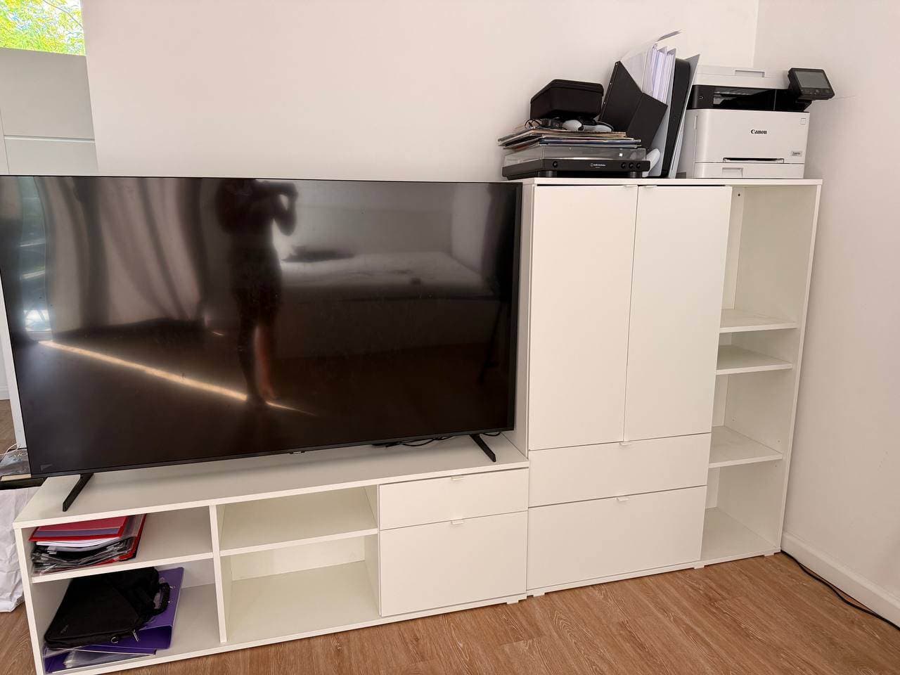 VIHALS TVKOMBINACJA TV/kombinacja regałowa, biały, 251x37x140 cm