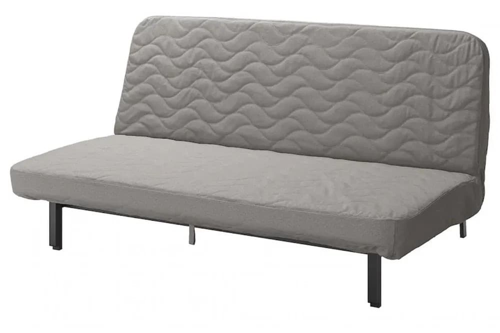 NYHAMN sofa 3-osobowa, rozkładana, z materacem piankowym/Knisa szary/beż
