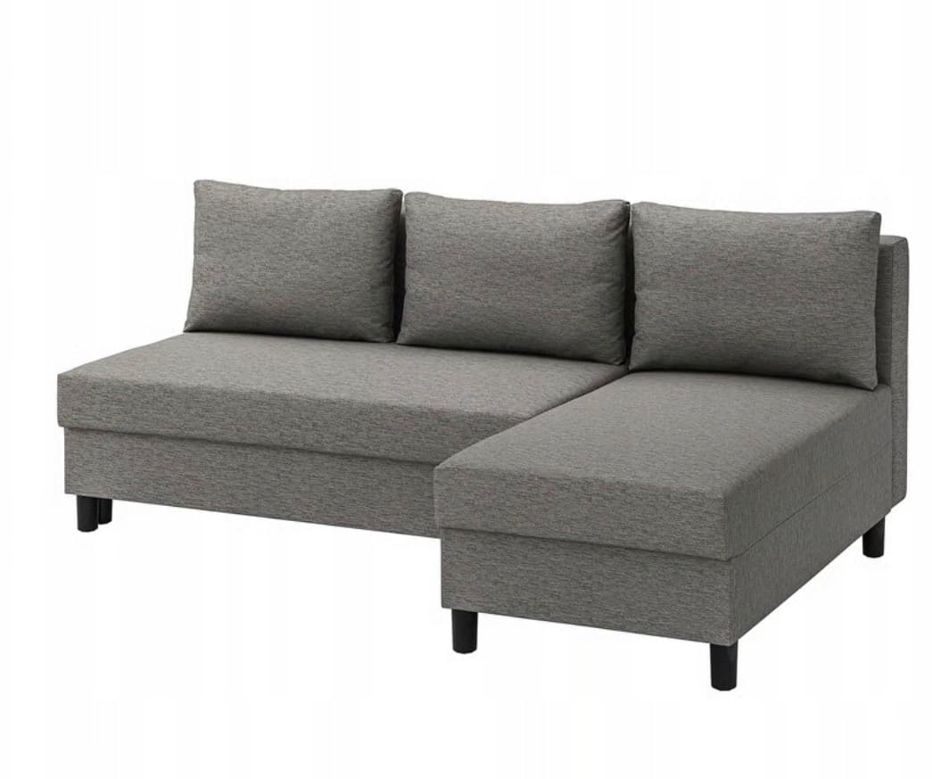 BORGÅSEN sofa 3-osobowa, rozkładana, z szezlongiem ciemnoszary