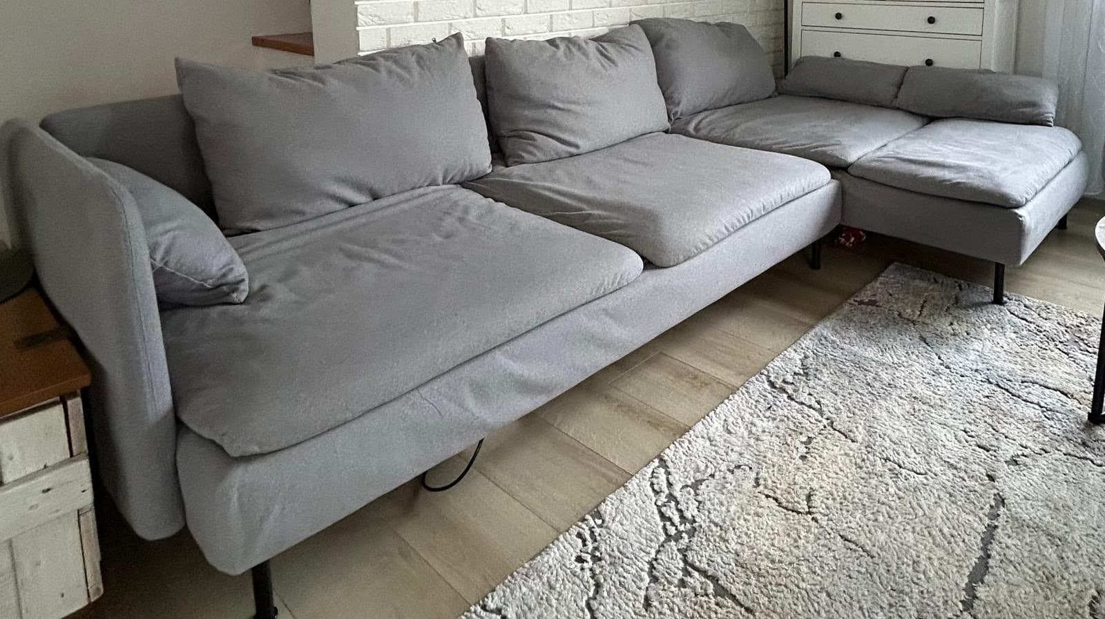 SÖDERHAMN sofa 4-osobowa, z szezlongiem/Johanneshov ciemnoszary