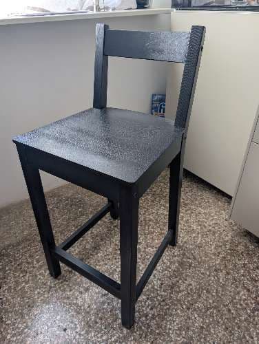 NORDVIKEN Stołek barowy z oparciem, wysokość blatu/czarny, 62 cm
