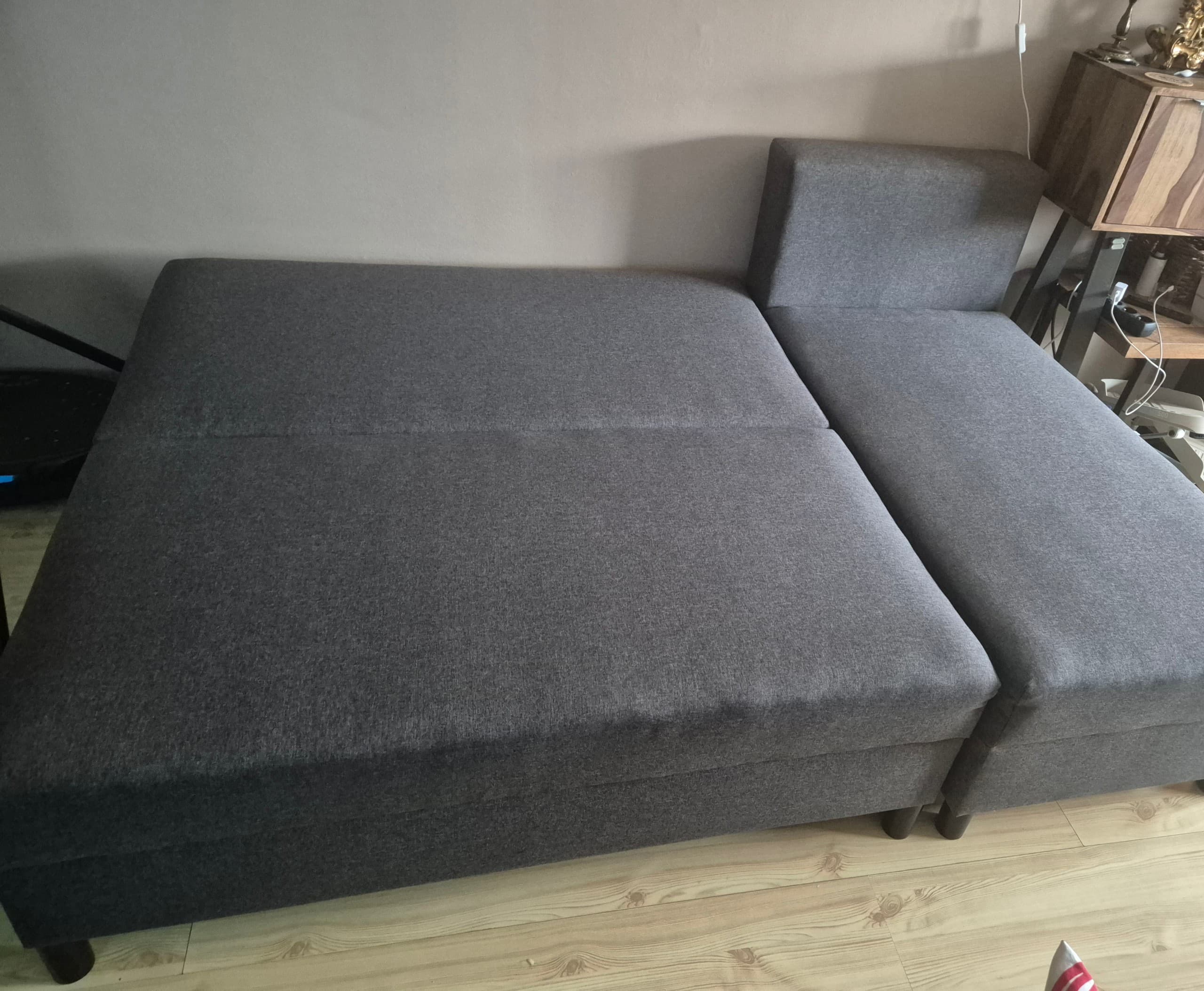ÄLVDALEN 3-os sofa rozkładana z szezlongiem, Knisa ciemnoszary